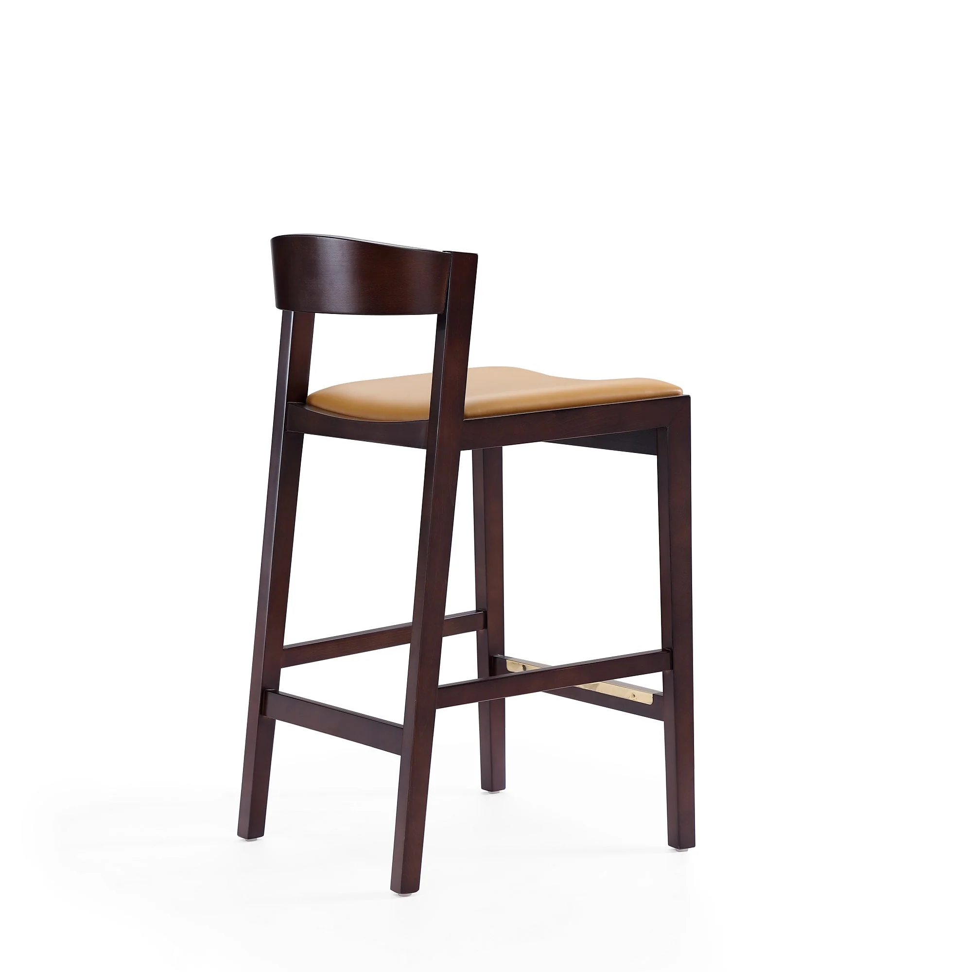 Klismos Counter Stool in Camel and Dark Walnut (set of 2) - Image 6