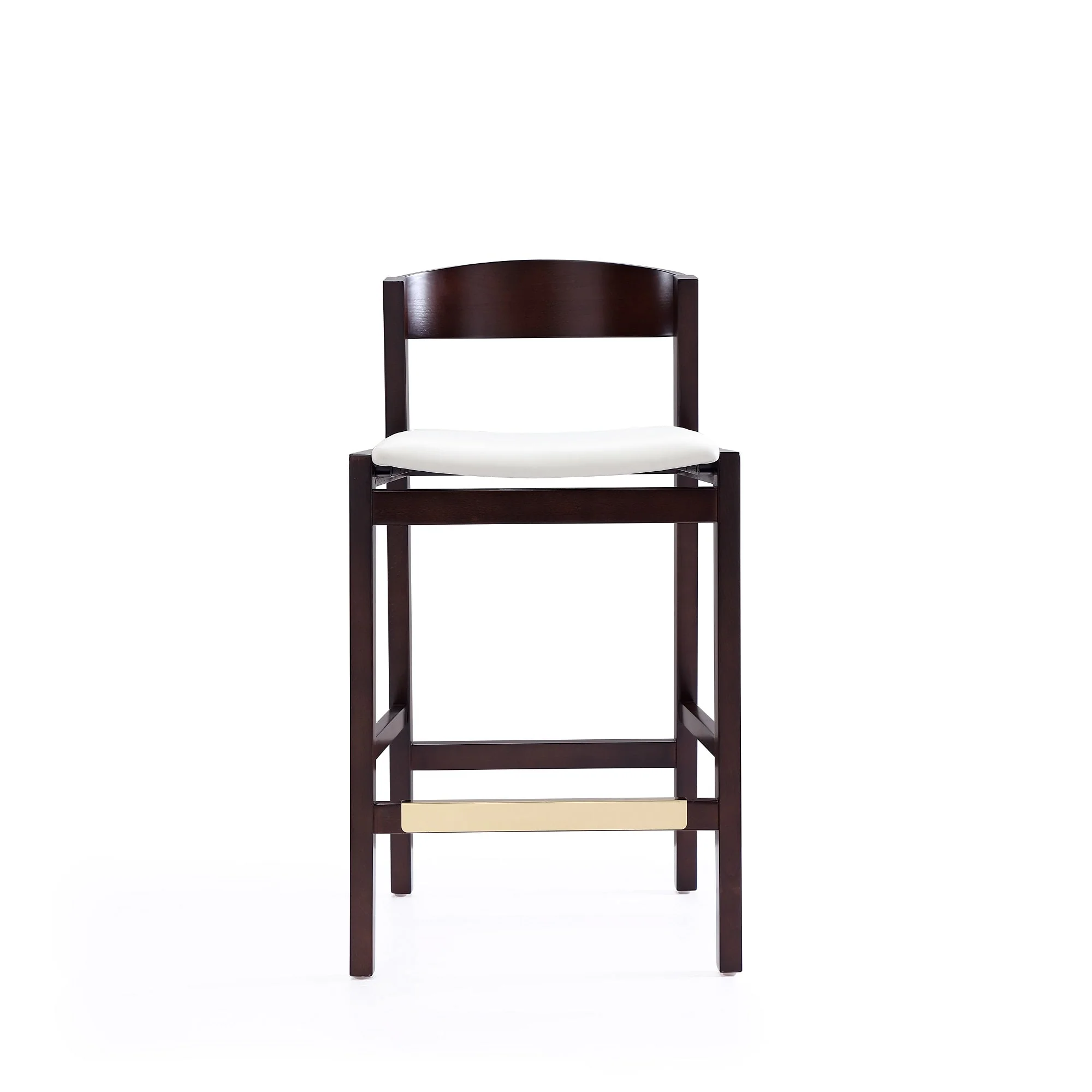 Klismos Counter Stool in Ivory and Dark Walnut (set of 2) - Image 4