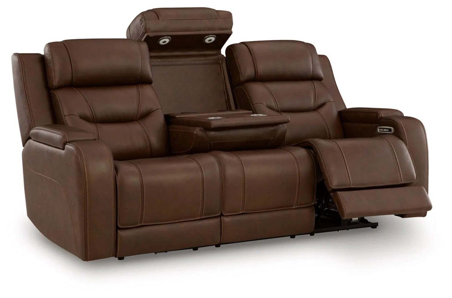 Knightington Brown Power Reclining Sofa w/Audio Seating - Image 4