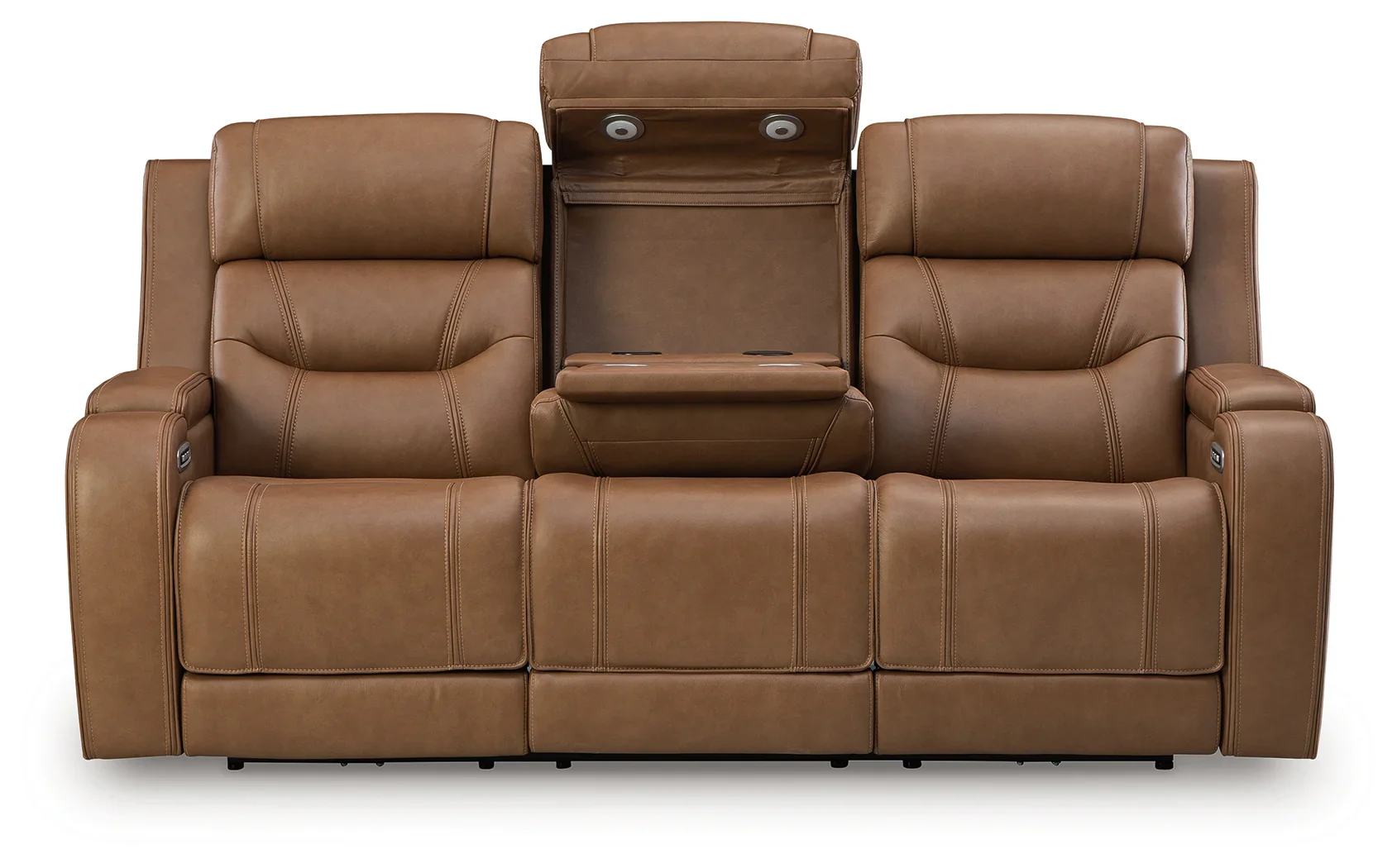 Knightington Caramel Power Reclining Sofa w/Audio Seating - Image 4