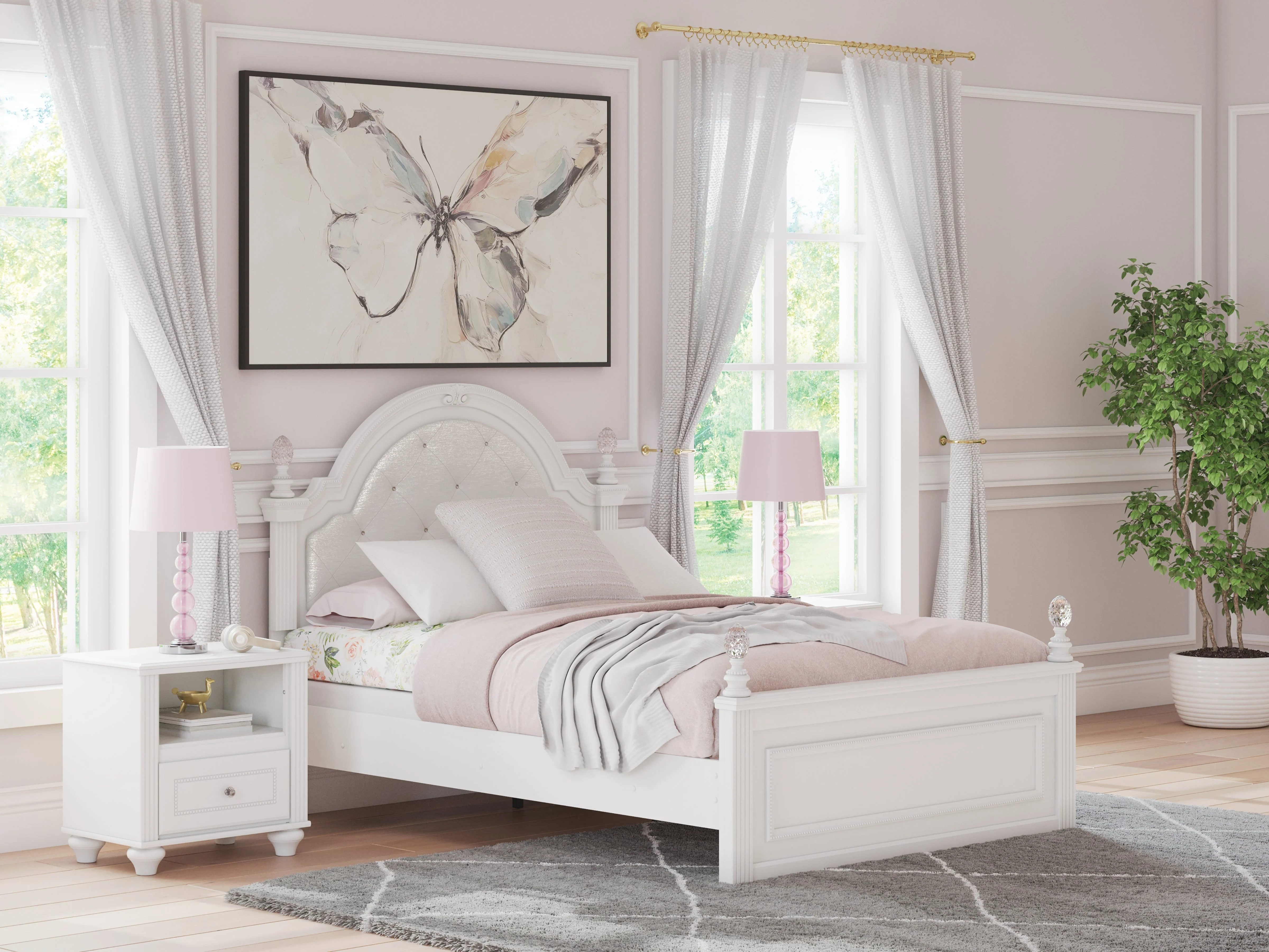 Kozlani White Full Upholstered Panel Bed - Image 2