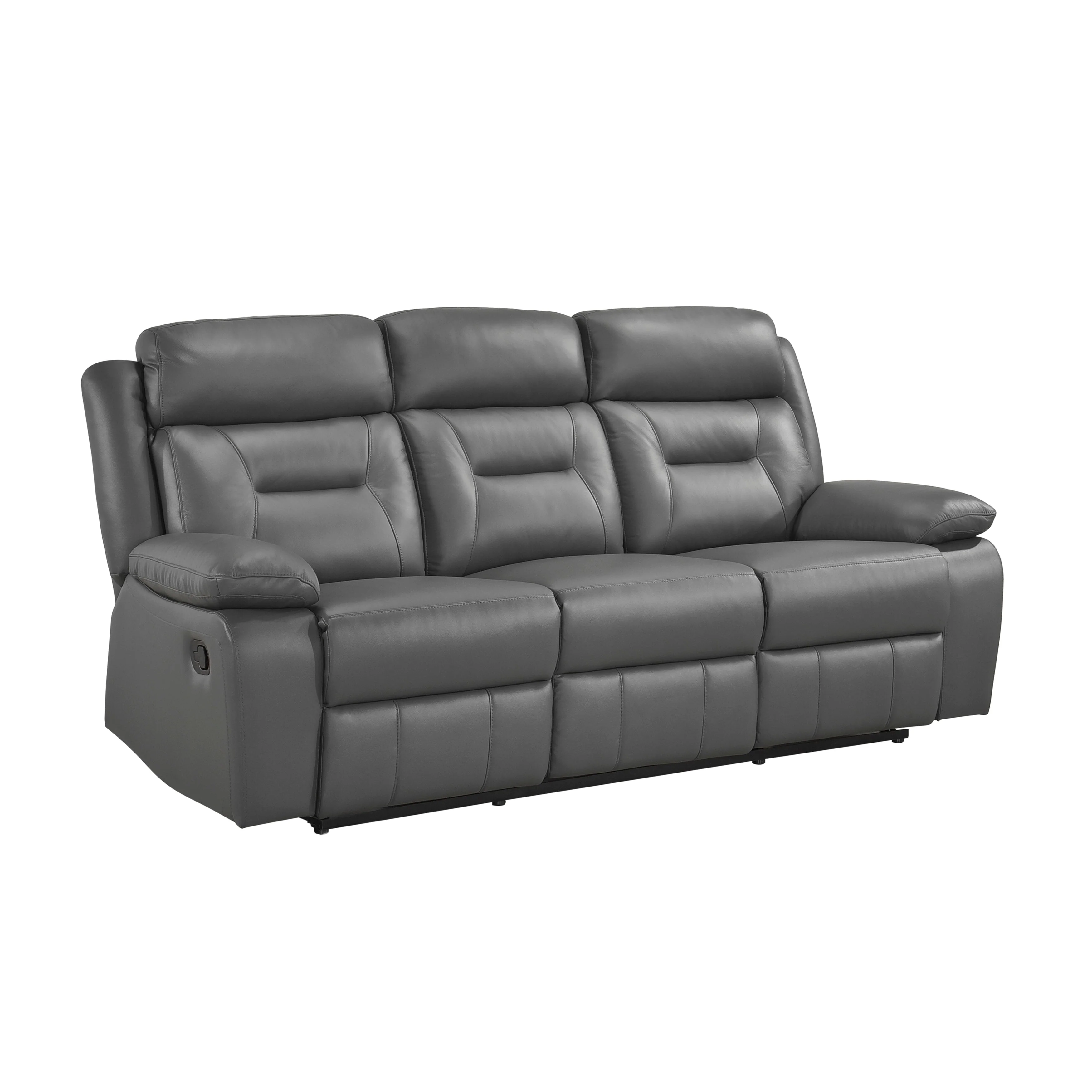 Laconia Dark Gray Leather Double Reclining Sofa - Image 3