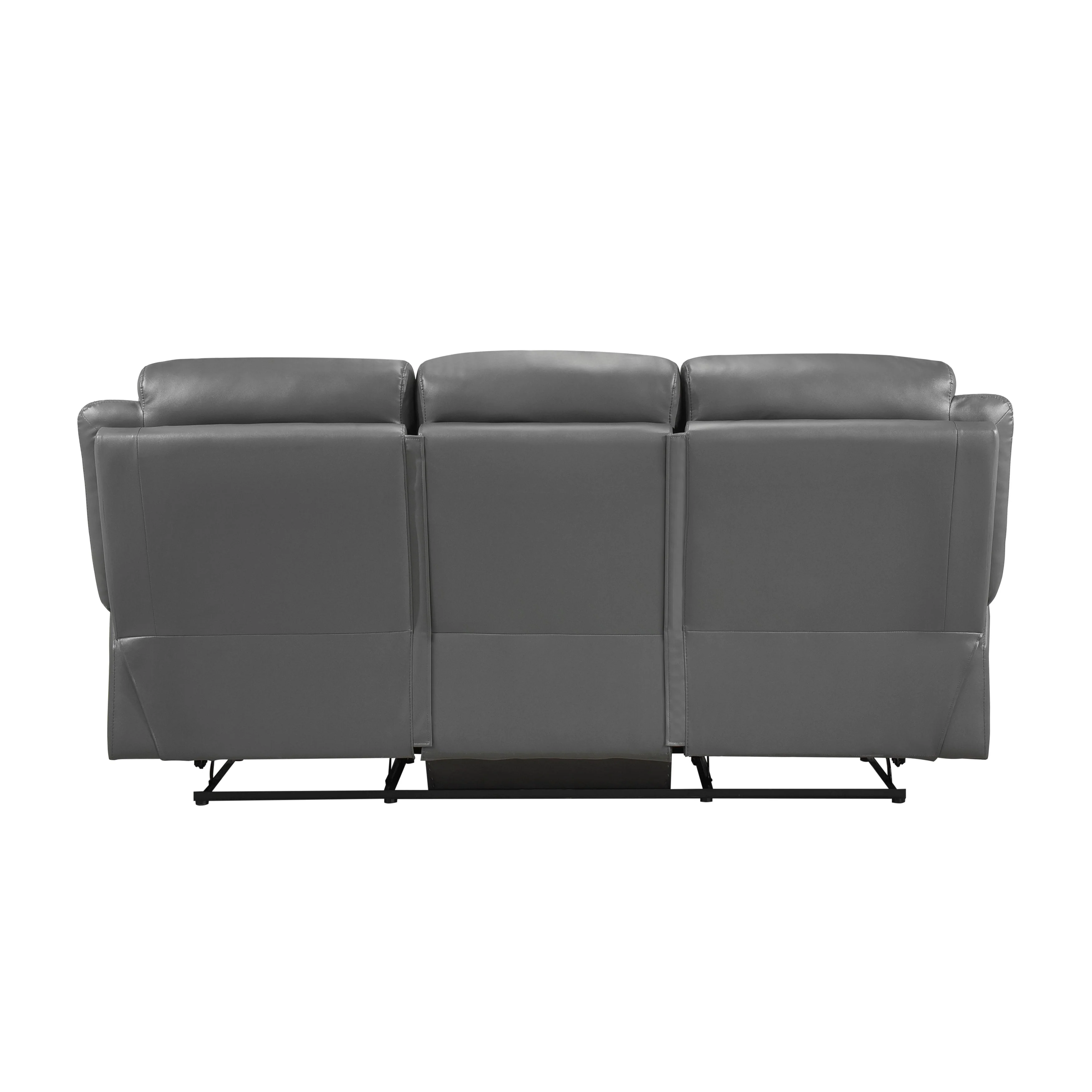 Laconia Dark Gray Leather Double Reclining Sofa - Image 4