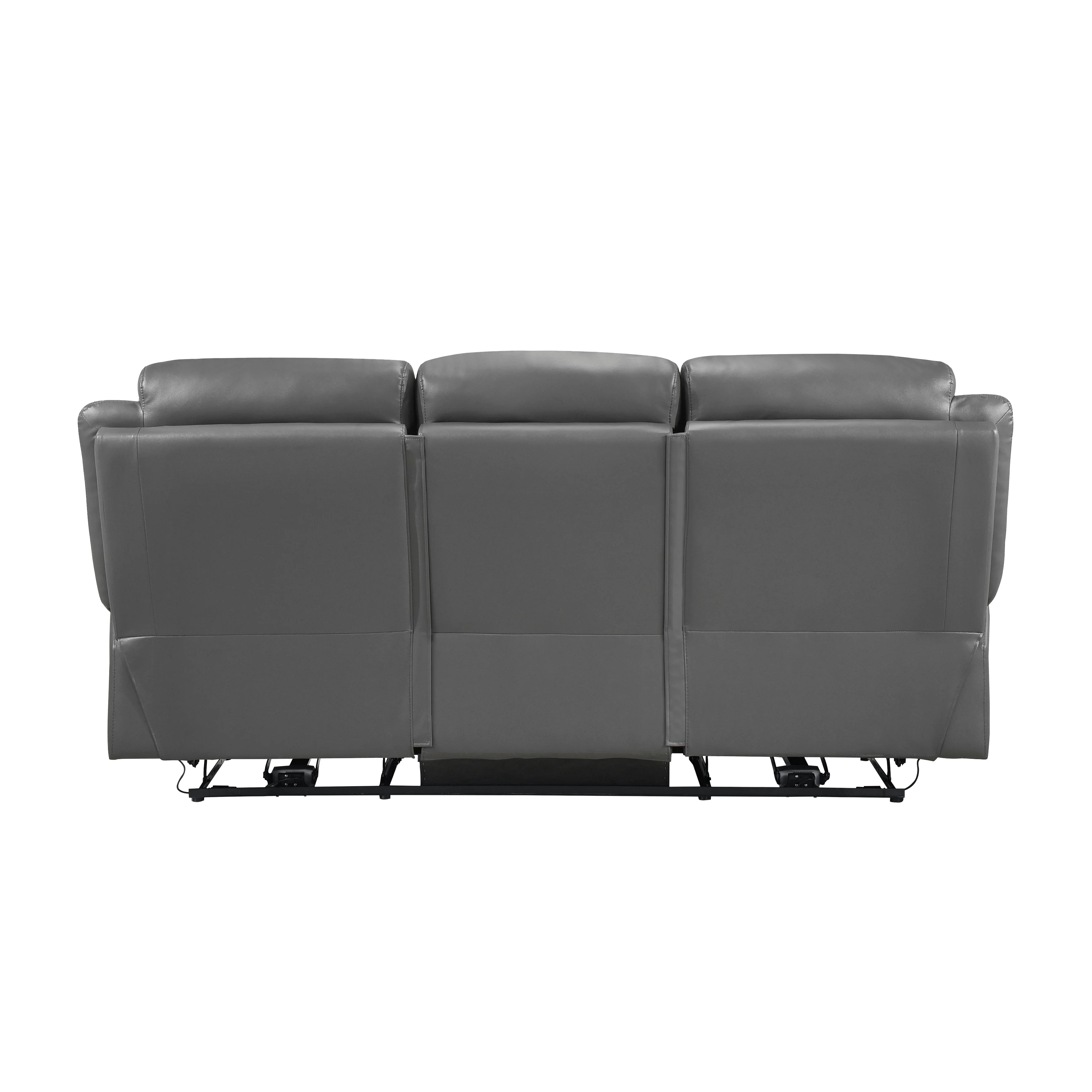 Laconia Dark Gray Leather Power Double Reclining Living Room Set - Image 6