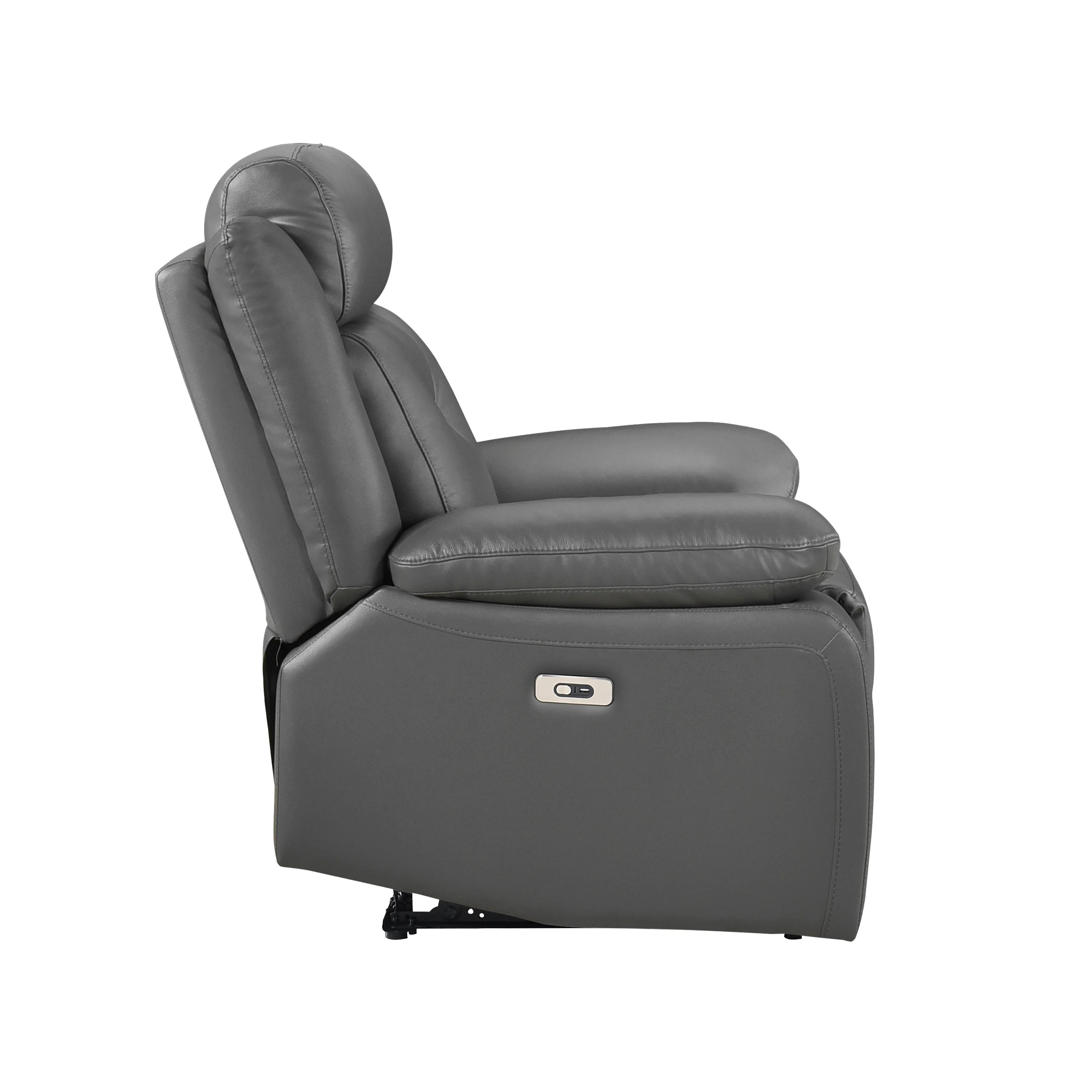 Laconia Dark Gray Leather Power Reclining Chair - Image 4
