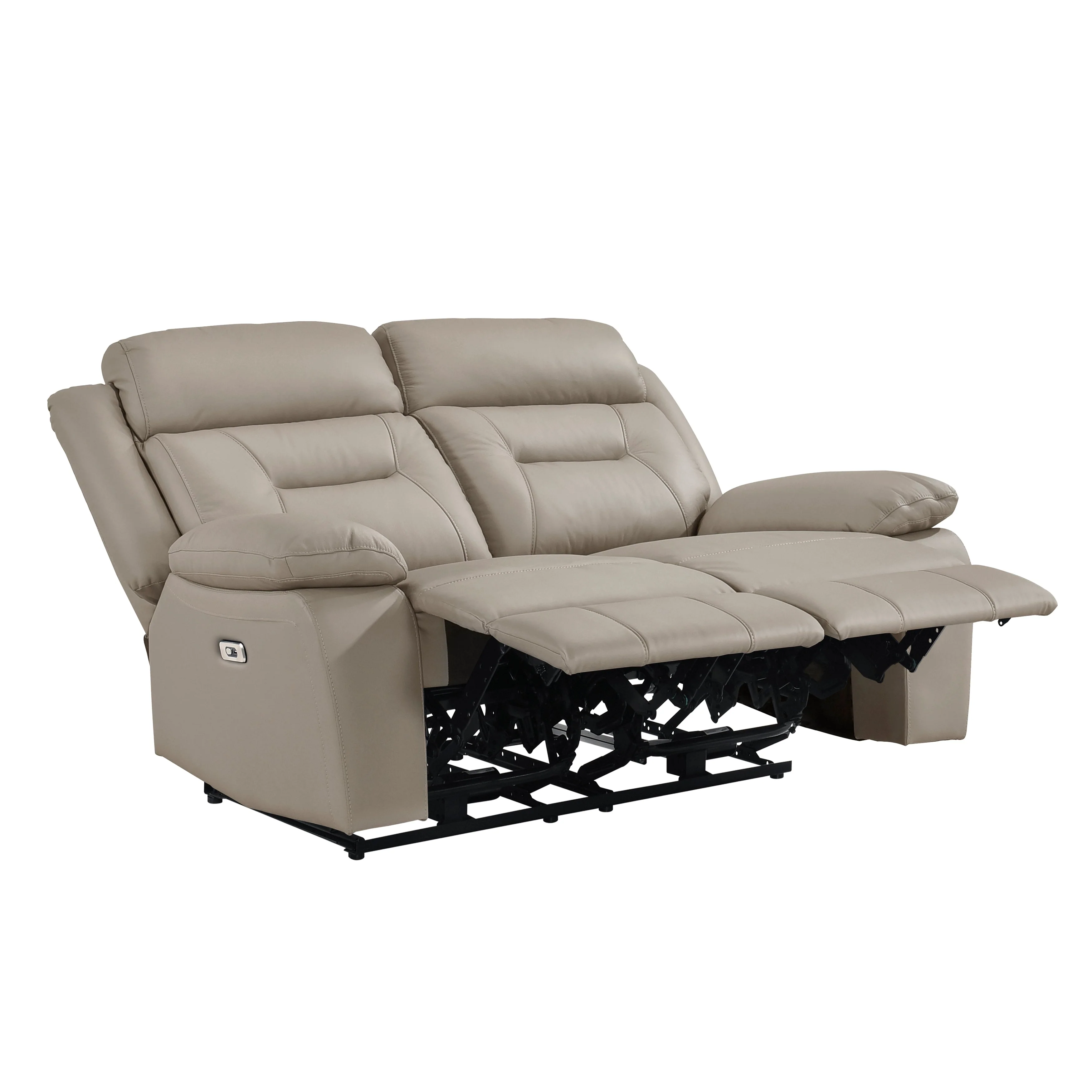 Laconia Latte Leather Power Double Reclining Loveseat - Image 5