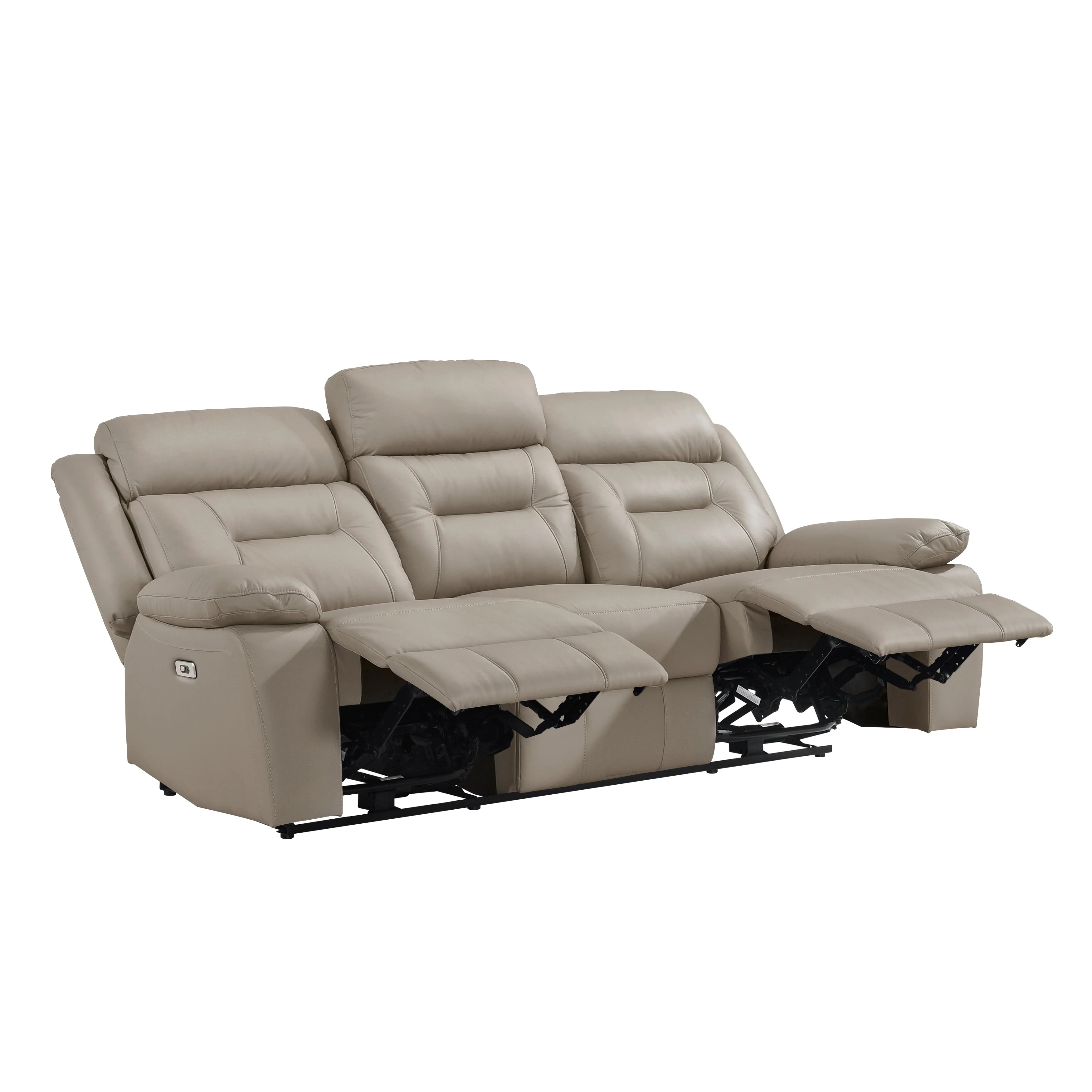Laconia Latte Leather Power Double Reclining Sofa - Image 5