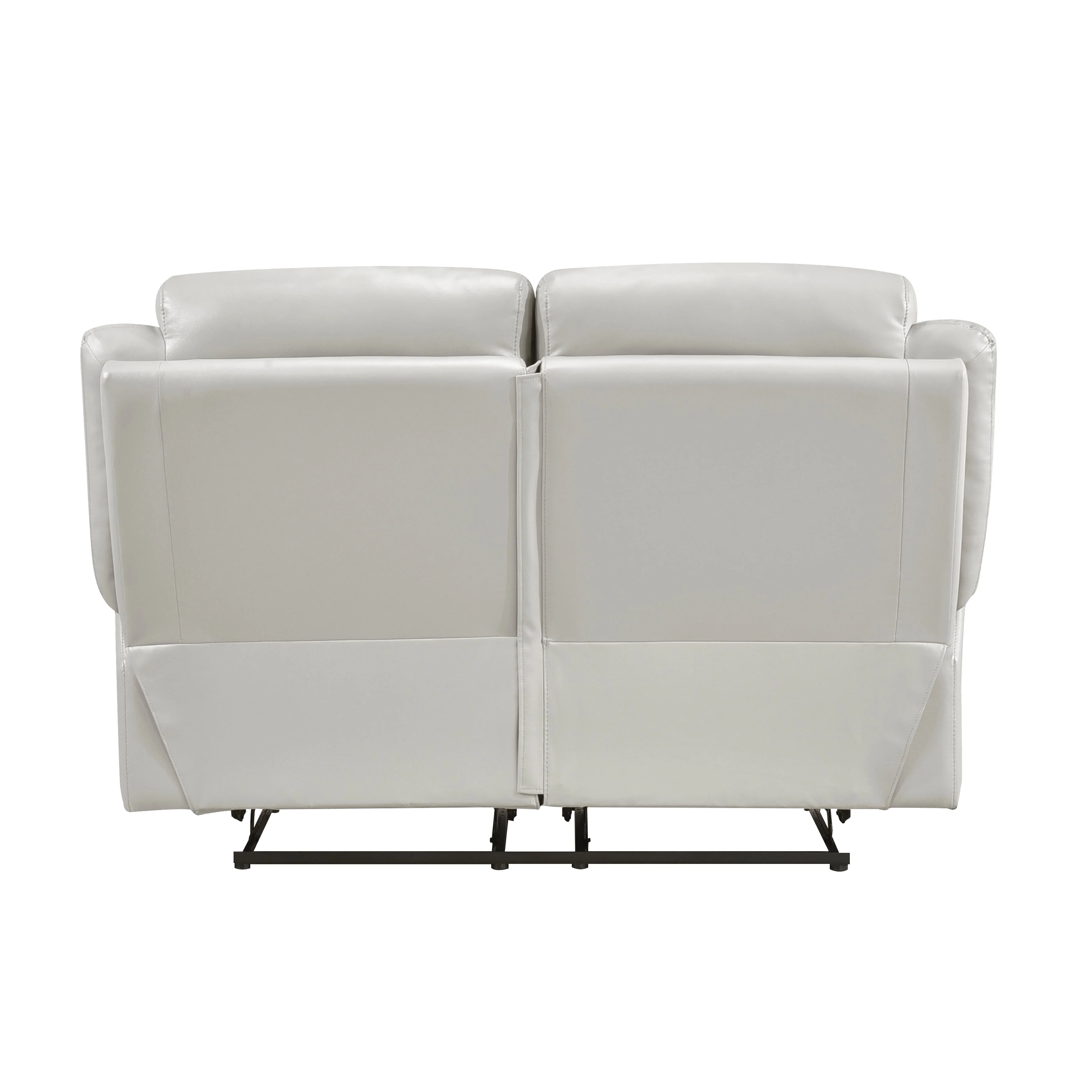 Laconia Silver Leather Double Reclining Living Room Set - Image 10