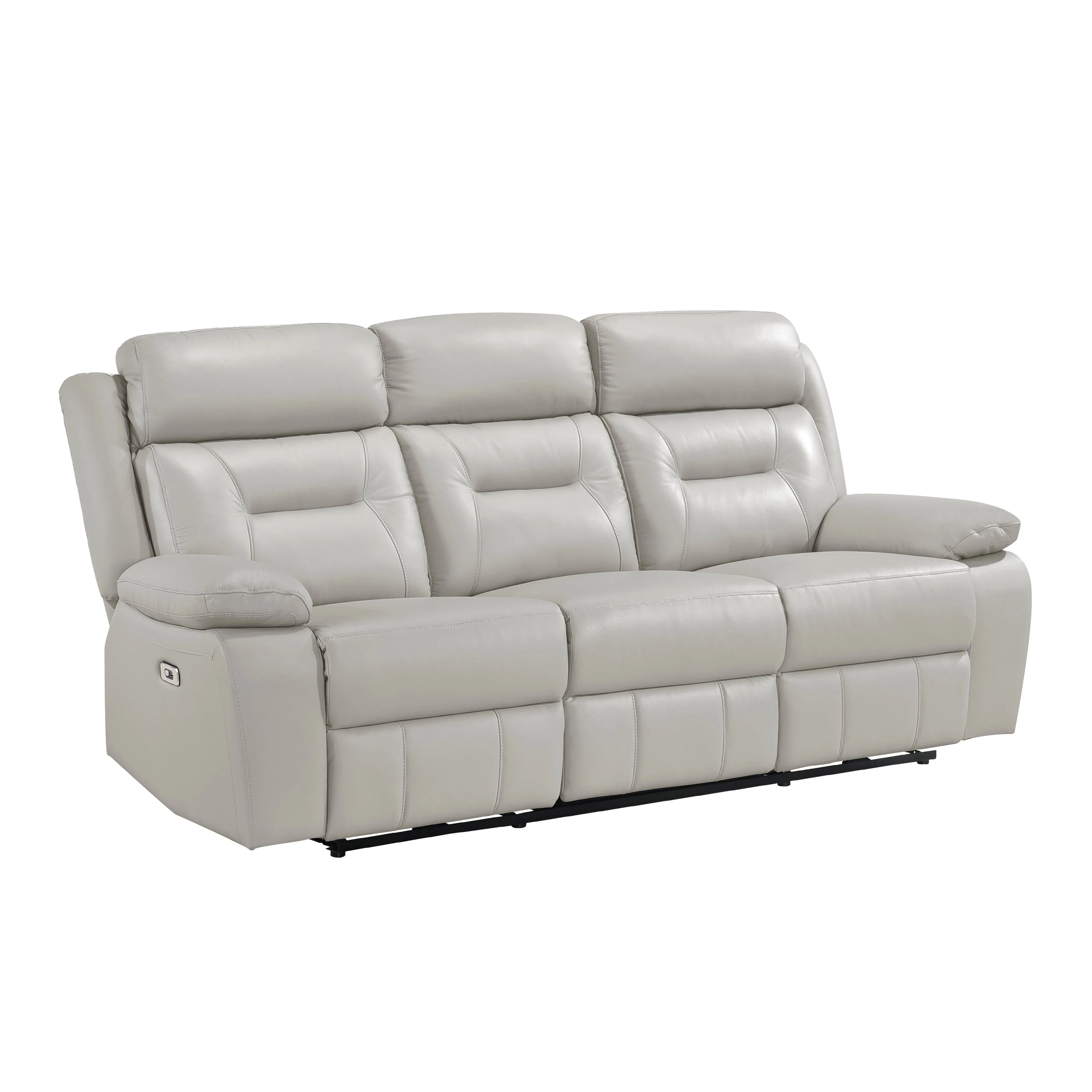 Laconia Silver Leather Power Double Reclining Living Room Set - Image 4