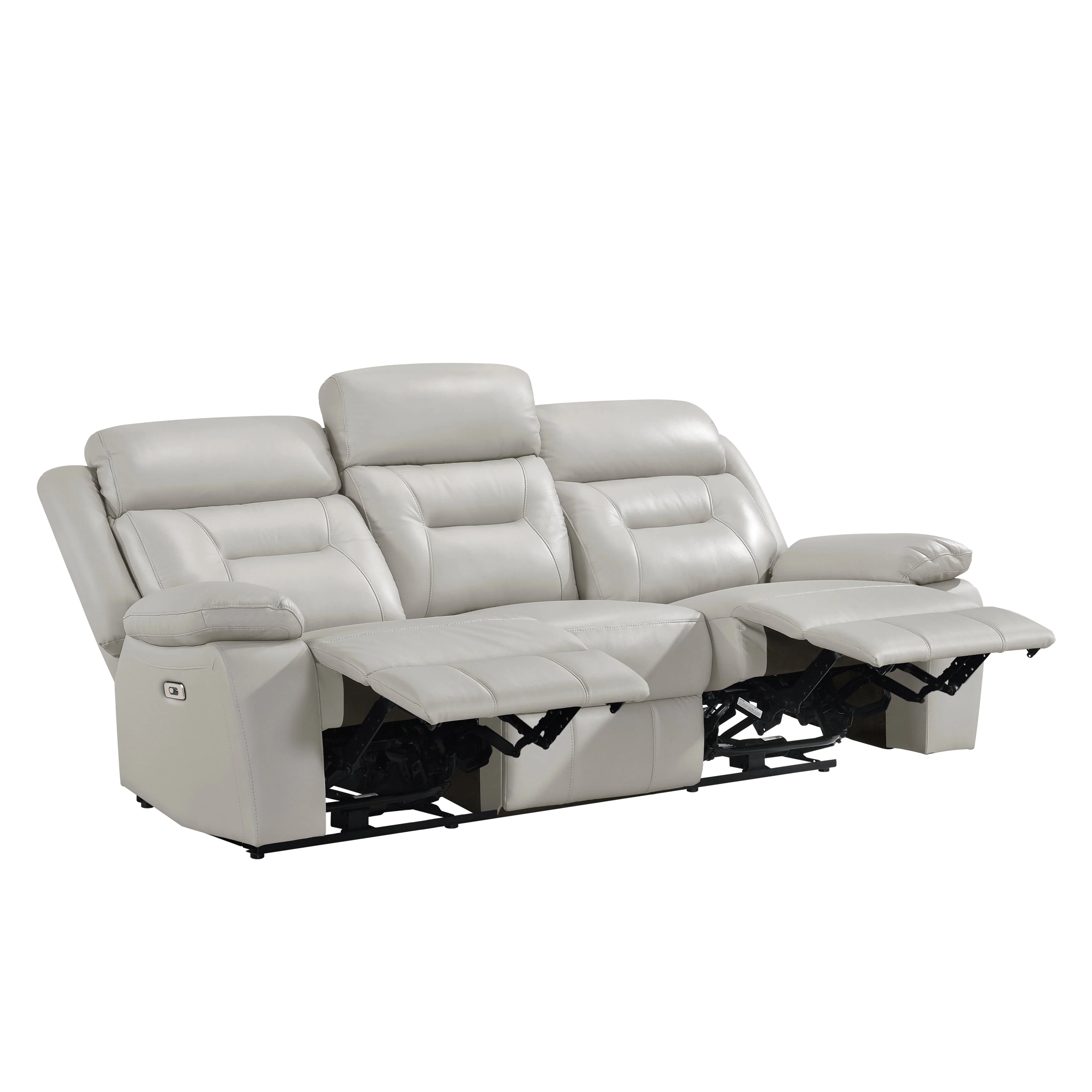 Laconia Silver Leather Power Double Reclining Living Room Set - Image 5