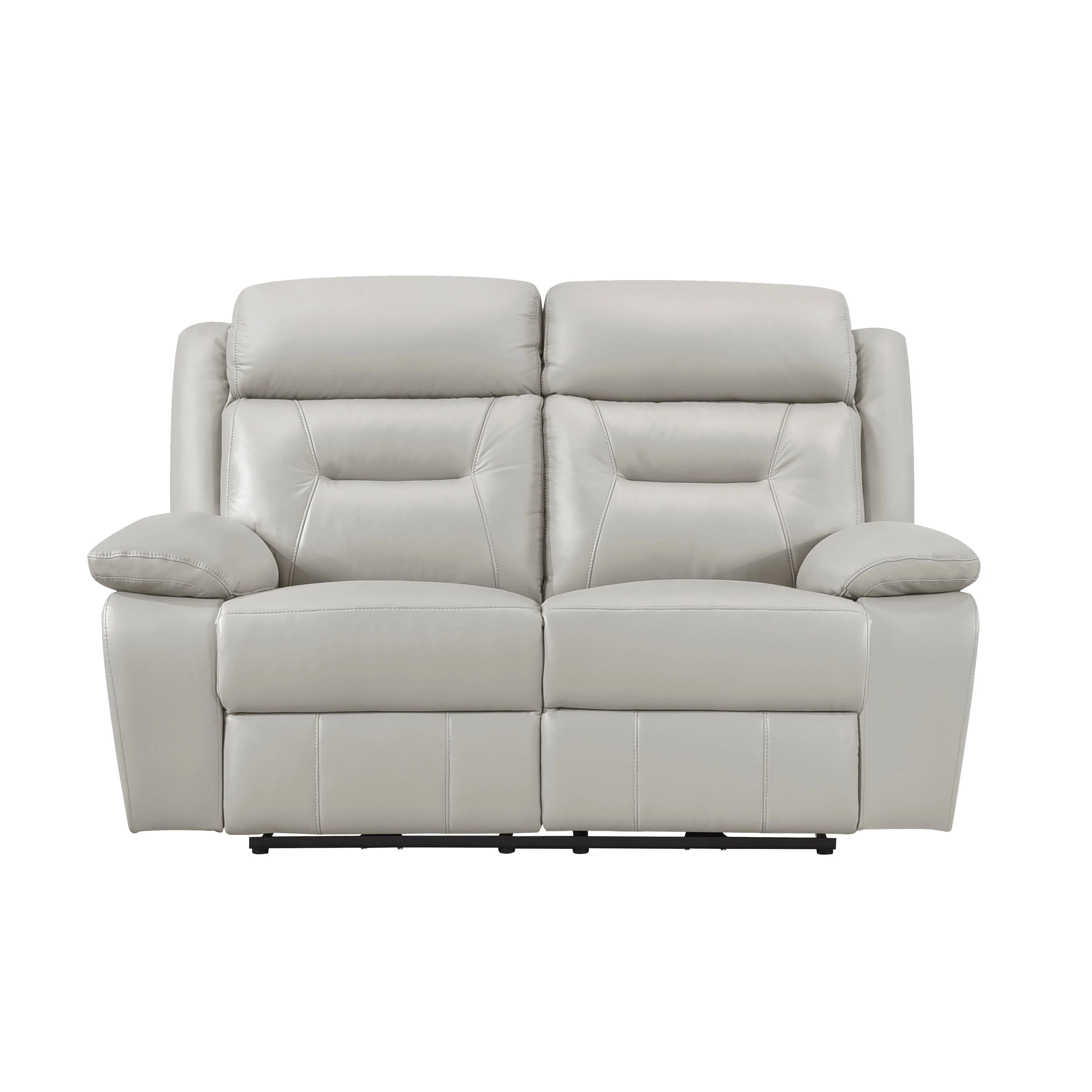 Laconia Silver Leather Power Double Reclining Living Room Set - Image 7