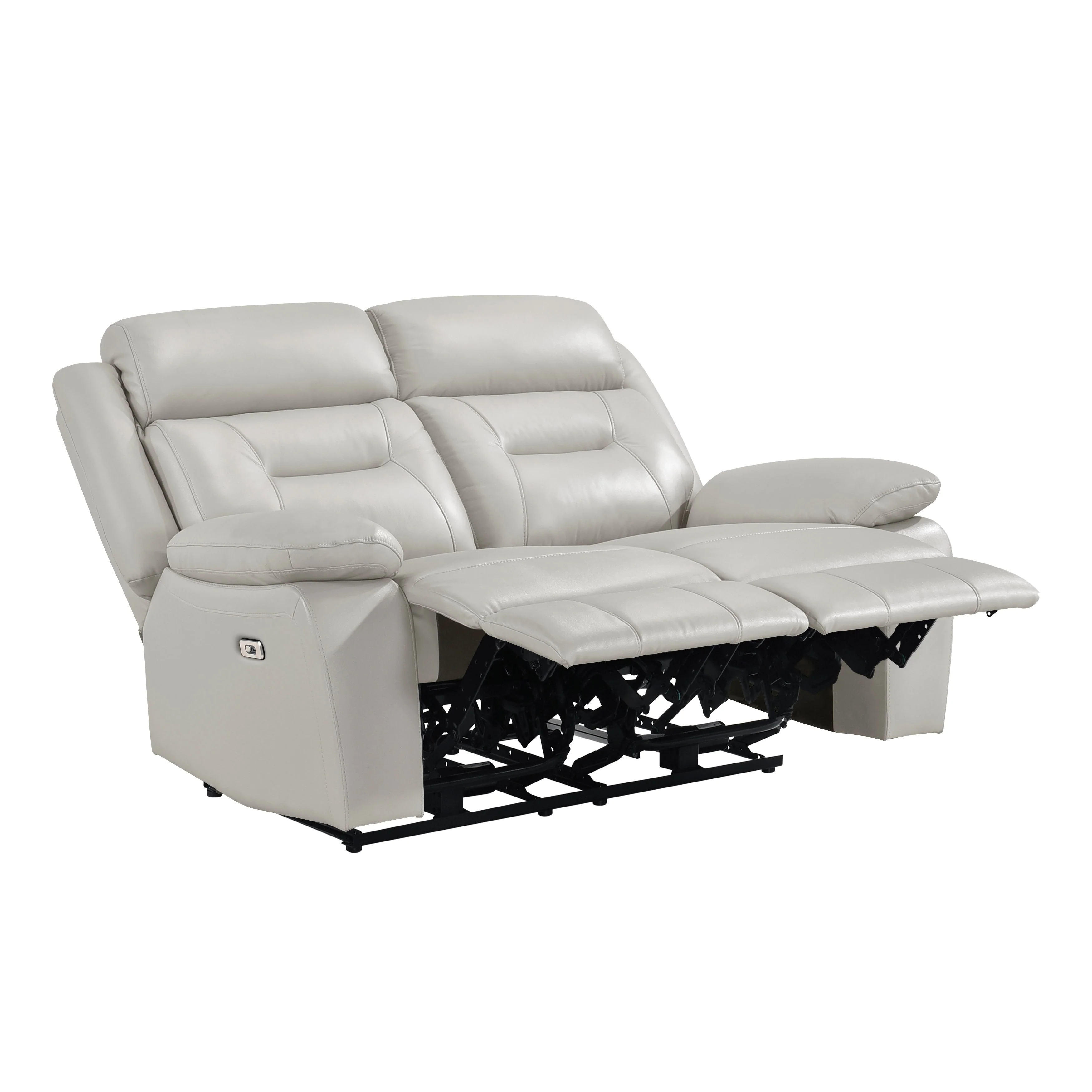 Laconia Silver Leather Power Double Reclining Living Room Set - Image 9