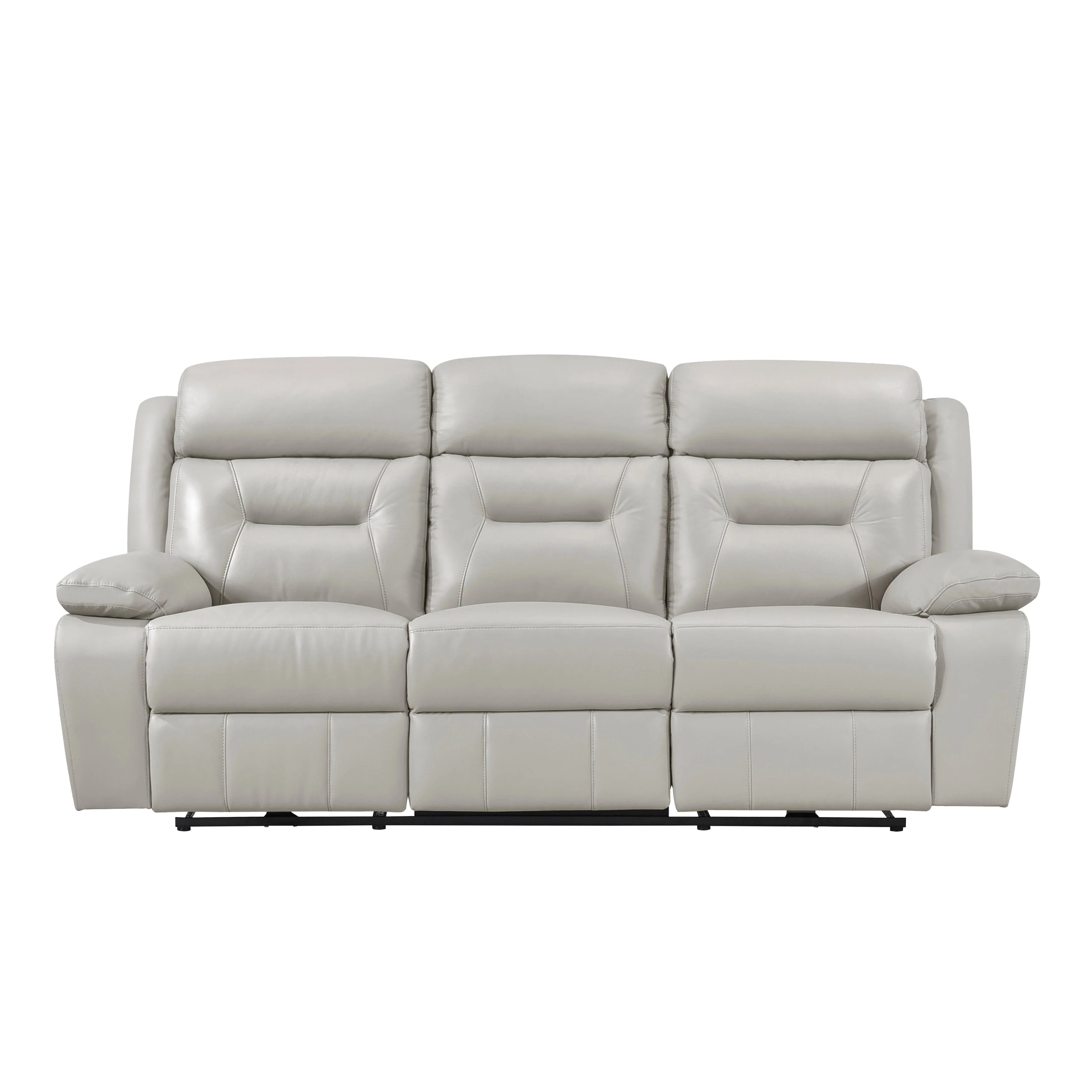 Laconia Silver Leather Power Double Reclining Sofa