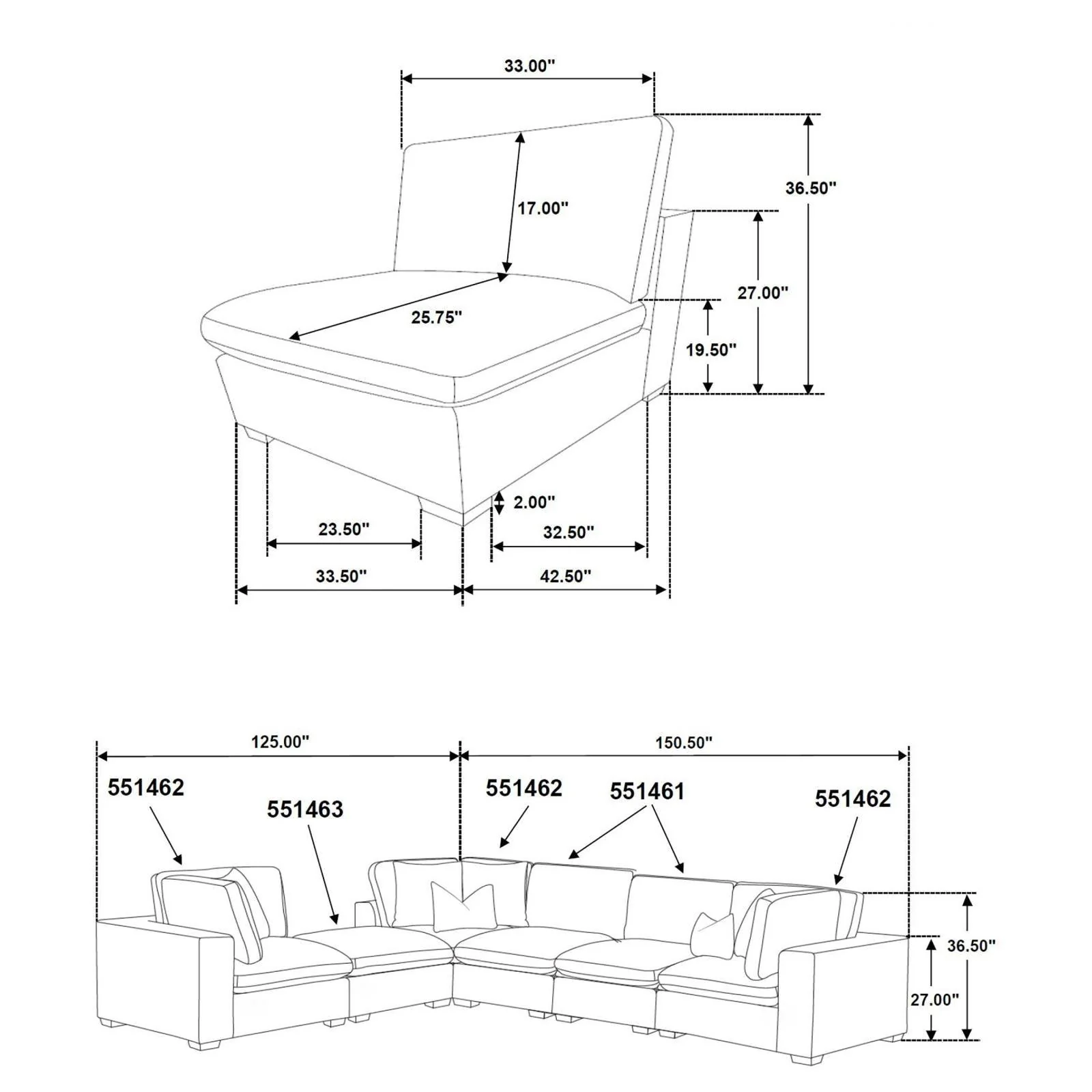 Lakeview Dark Chocolate 5-piece Upholstered Modular Sectional Sofa - Image 7