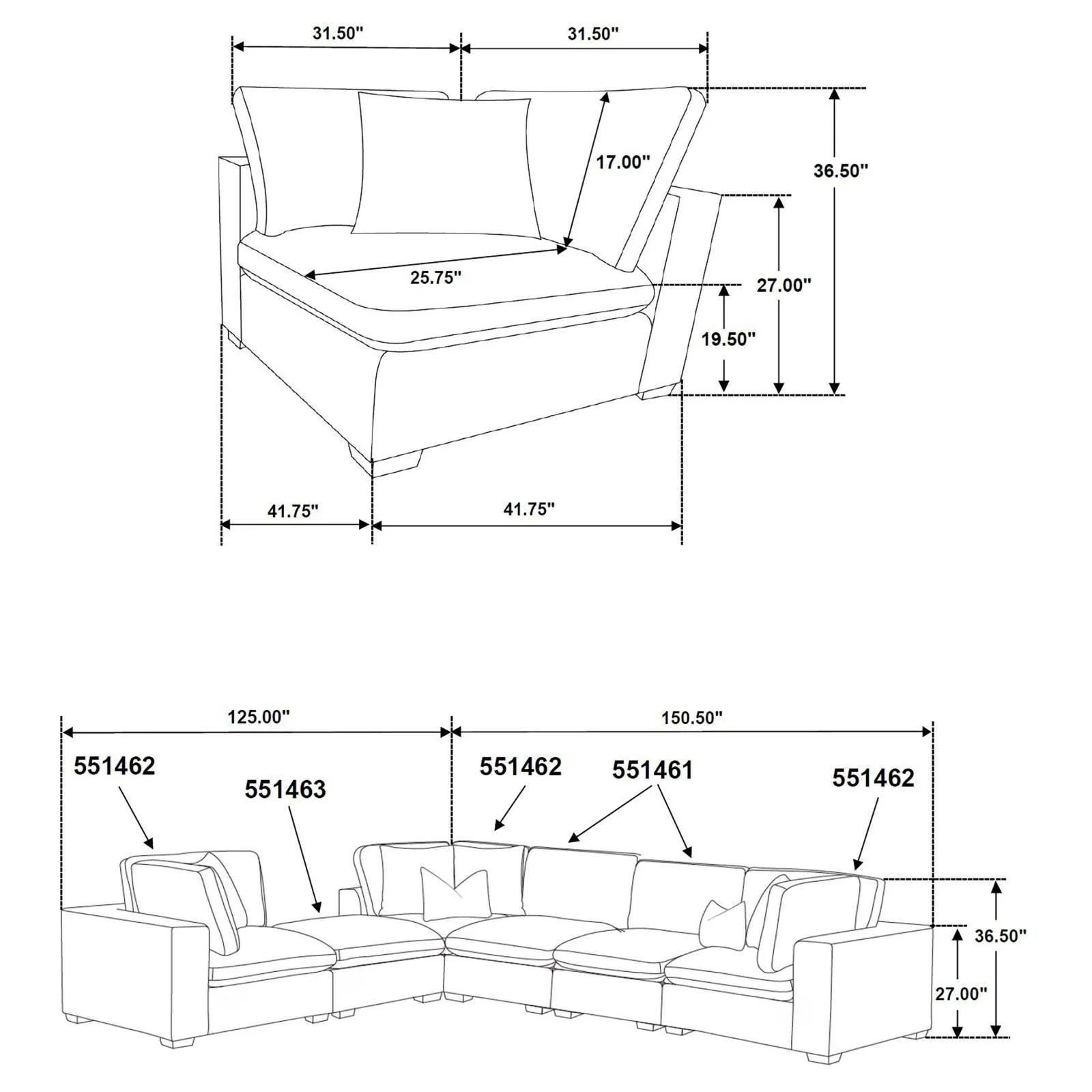 Lakeview Dark Chocolate 5-piece Upholstered Modular Sectional Sofa - Image 8