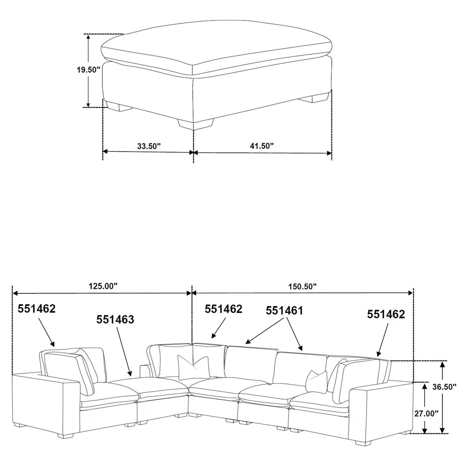 Lakeview Ivory Upholstered Ottoman - Image 6