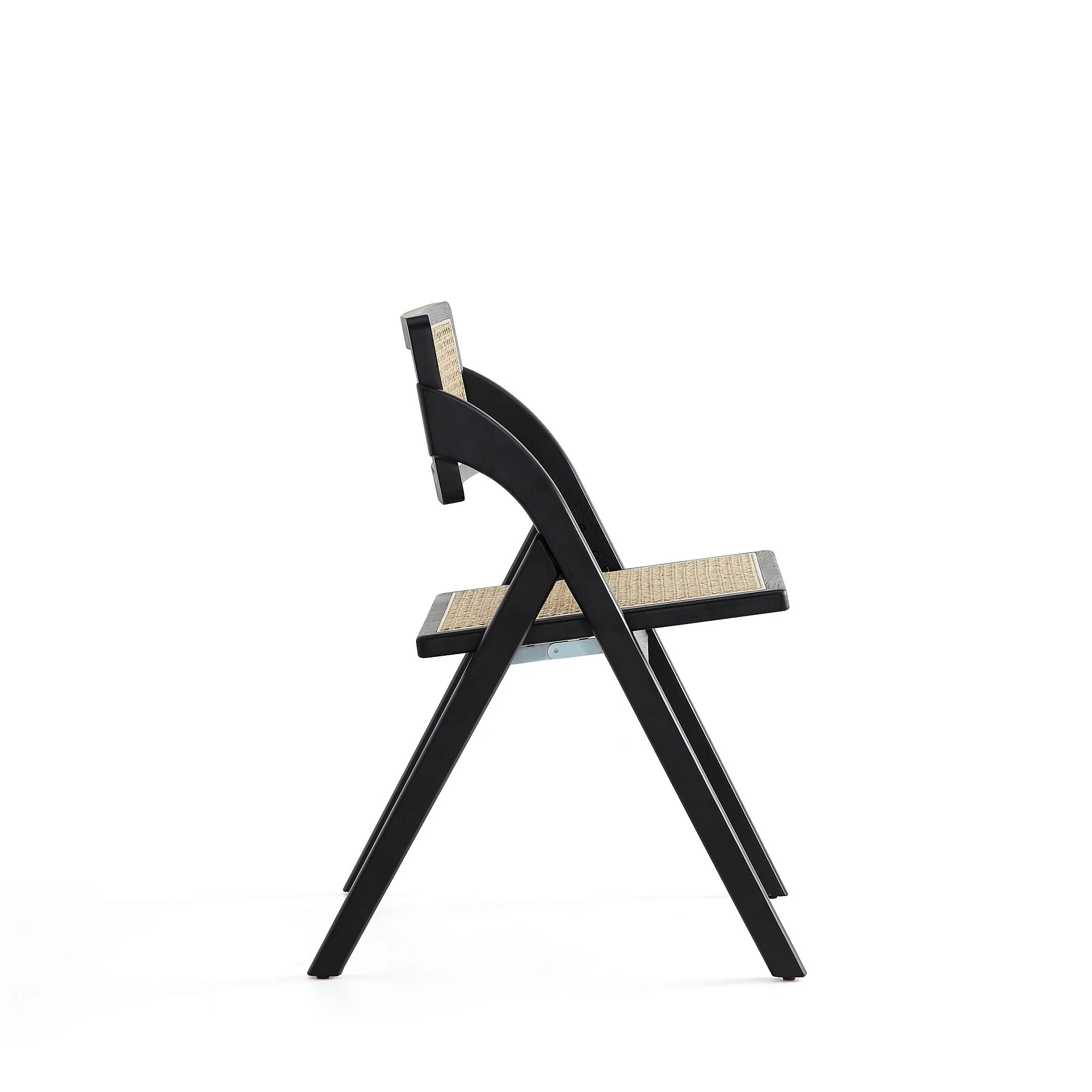 Lambinet Folding Dining Chair in Black and Natural Cane (set of 4) - Image 6