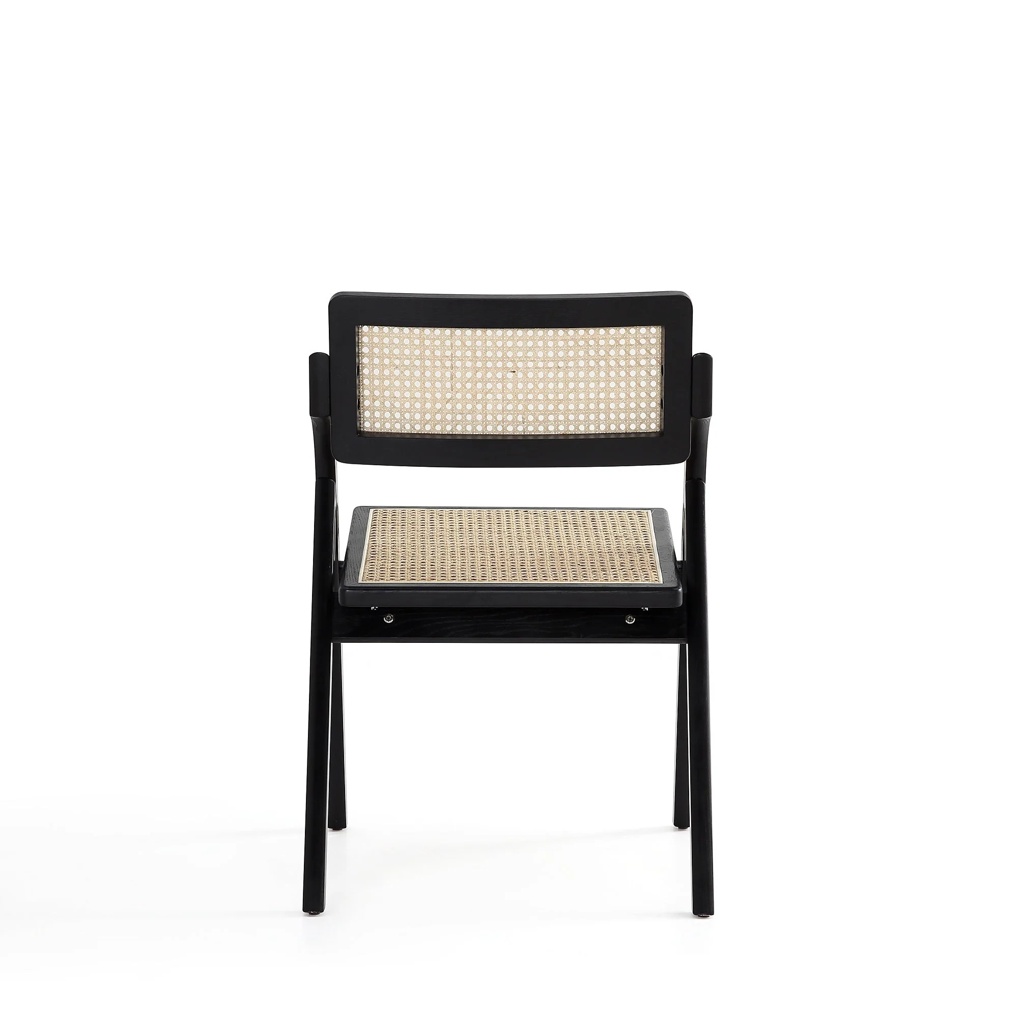 Lambinet Folding Dining Chair in Black and Natural Cane (set of 4) - Image 8