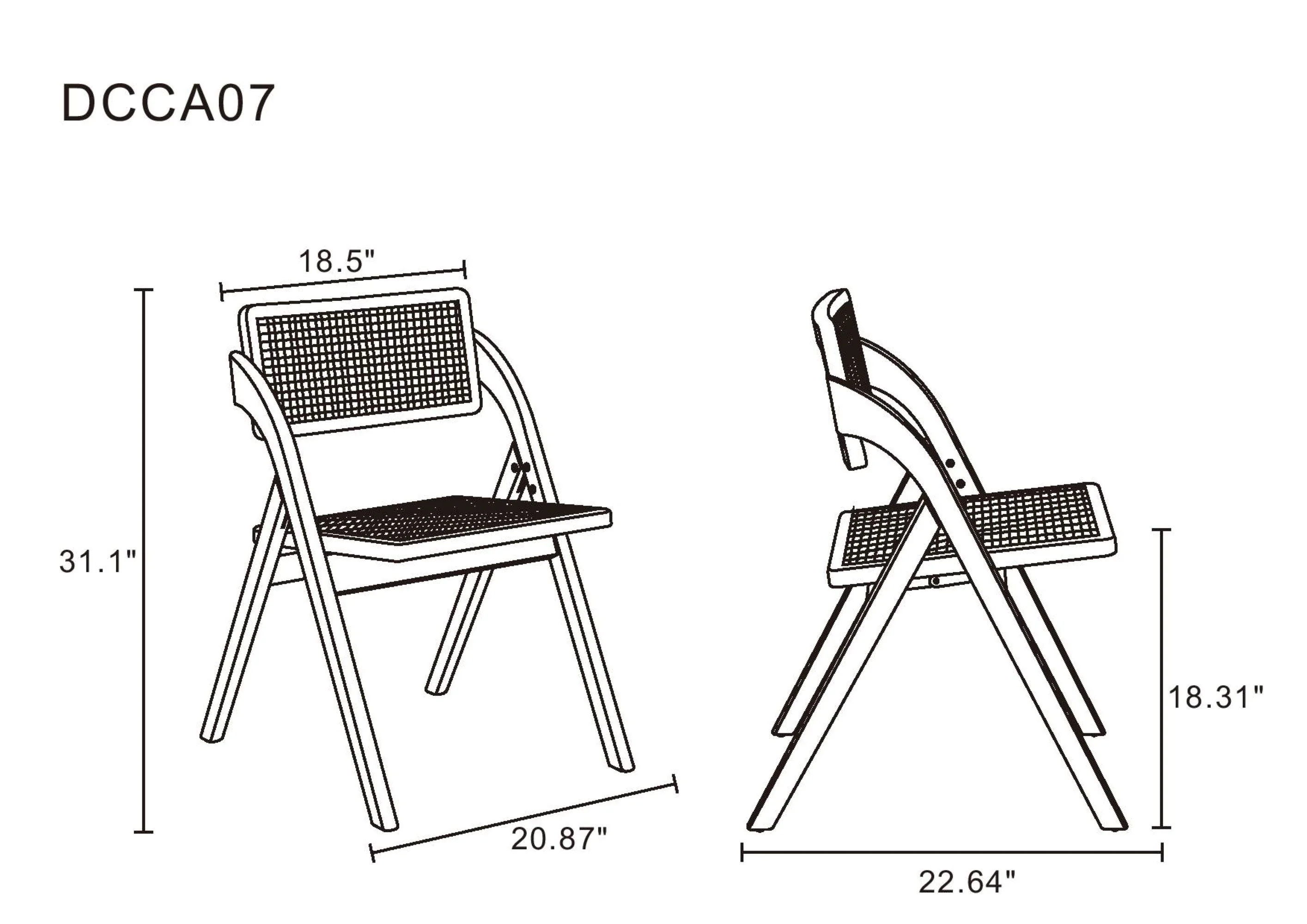 Lambinet Folding Dining Chair in Nature Cane (set of 4) - Image 3