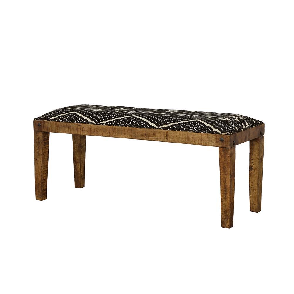 Lamont Natural/Navy Rectangular Upholstered Bench - Image 3