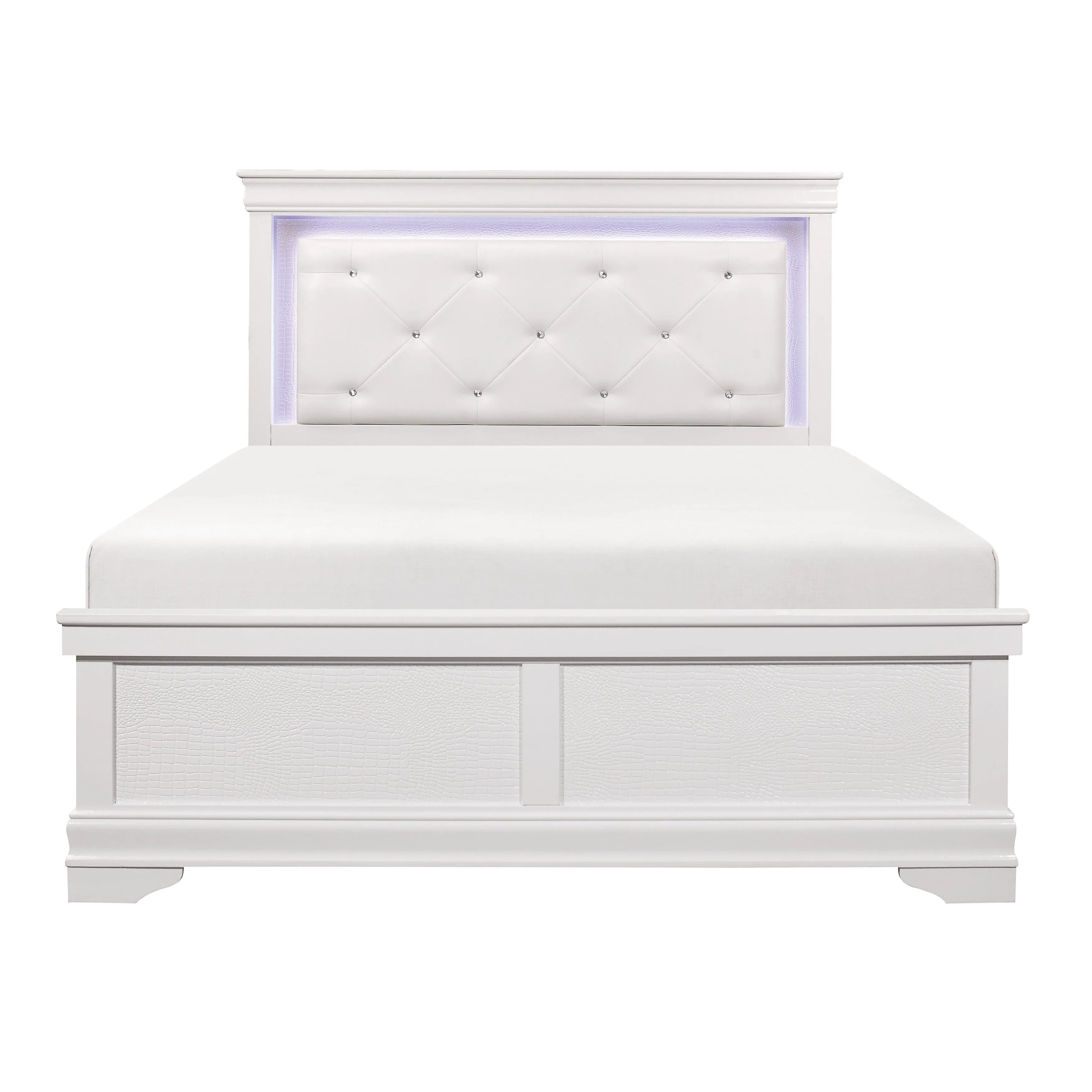 Lana White Queen LED Upholstered Panel Bed - Image 3