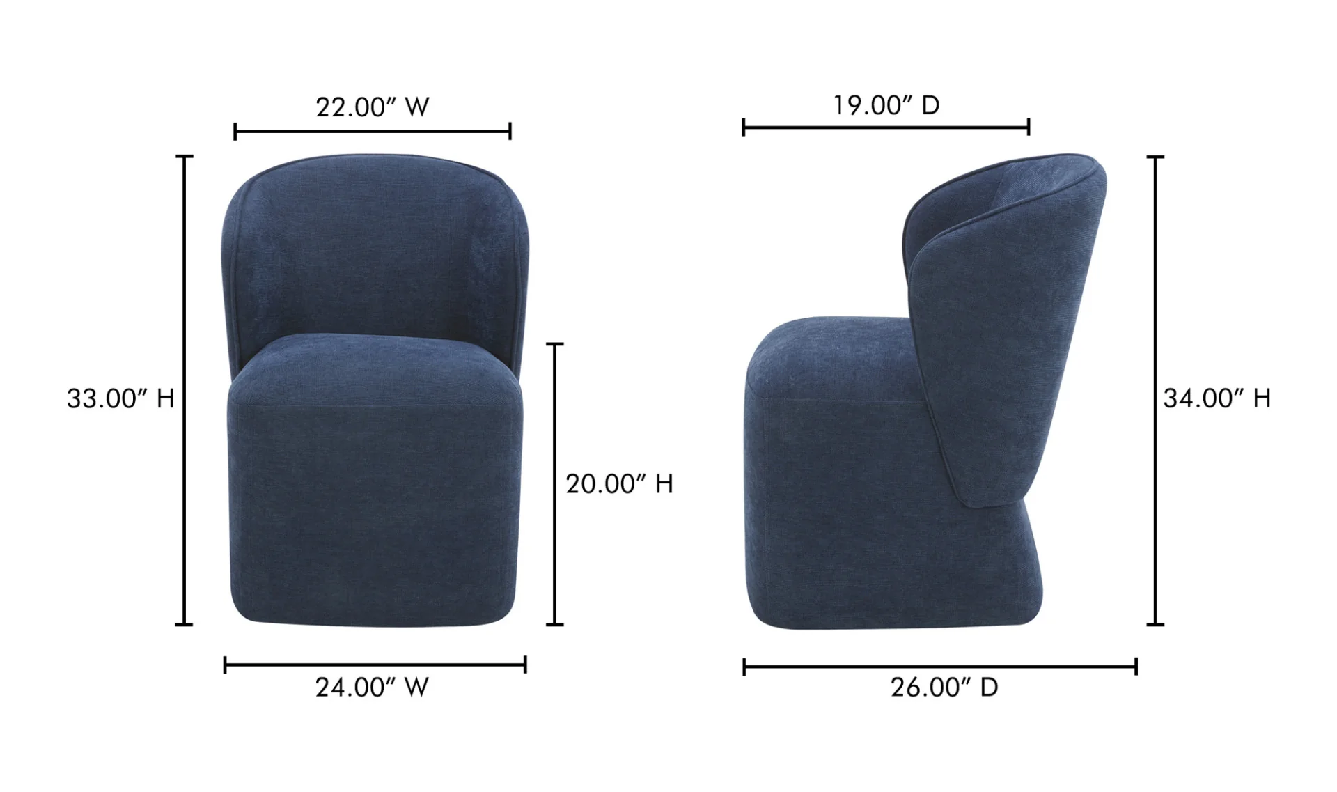 Larson Rolling Dining Chair Navy Blue - Image 10