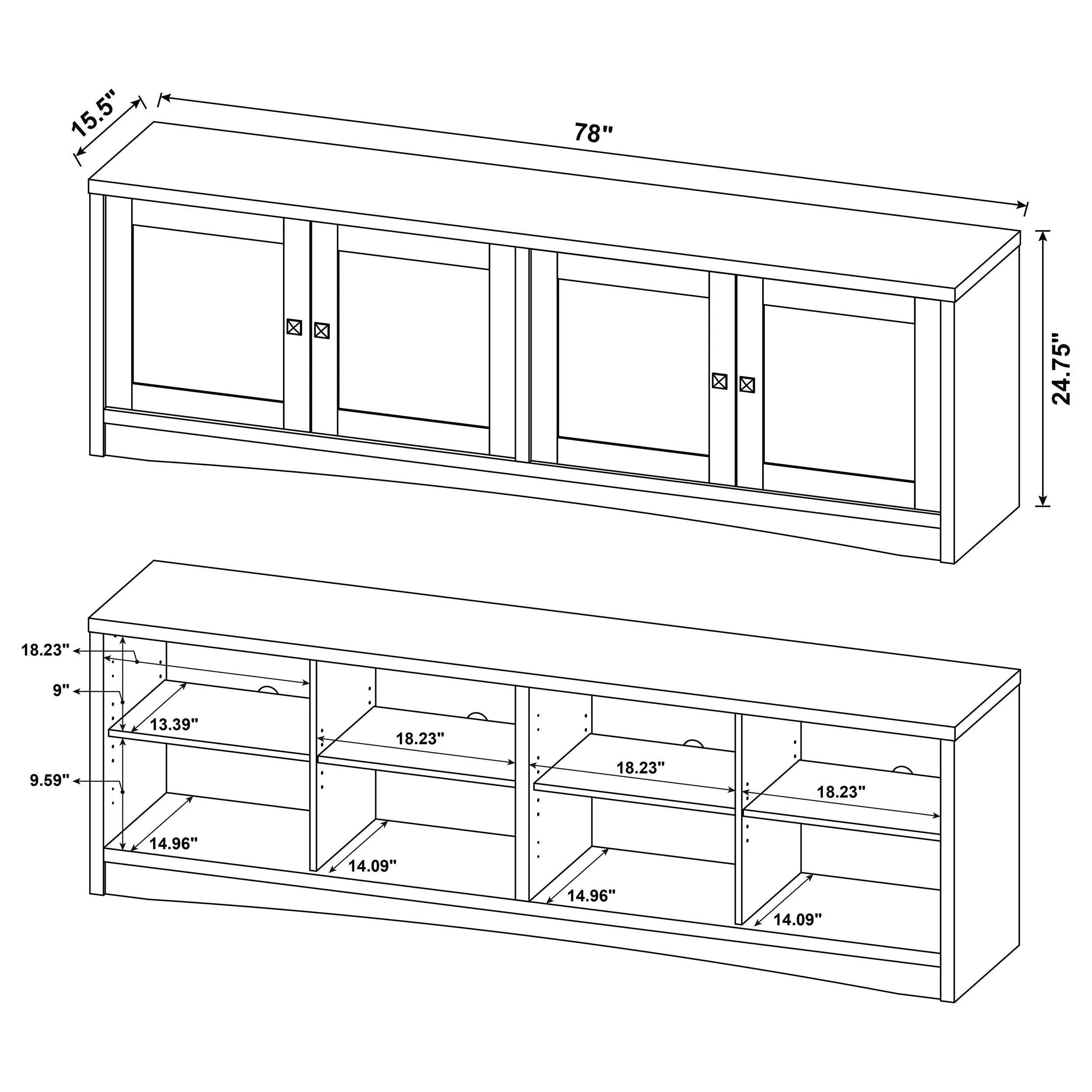 Laughlin Dark Pine 4-door Engineered Wood 78" TV Stand - Image 3