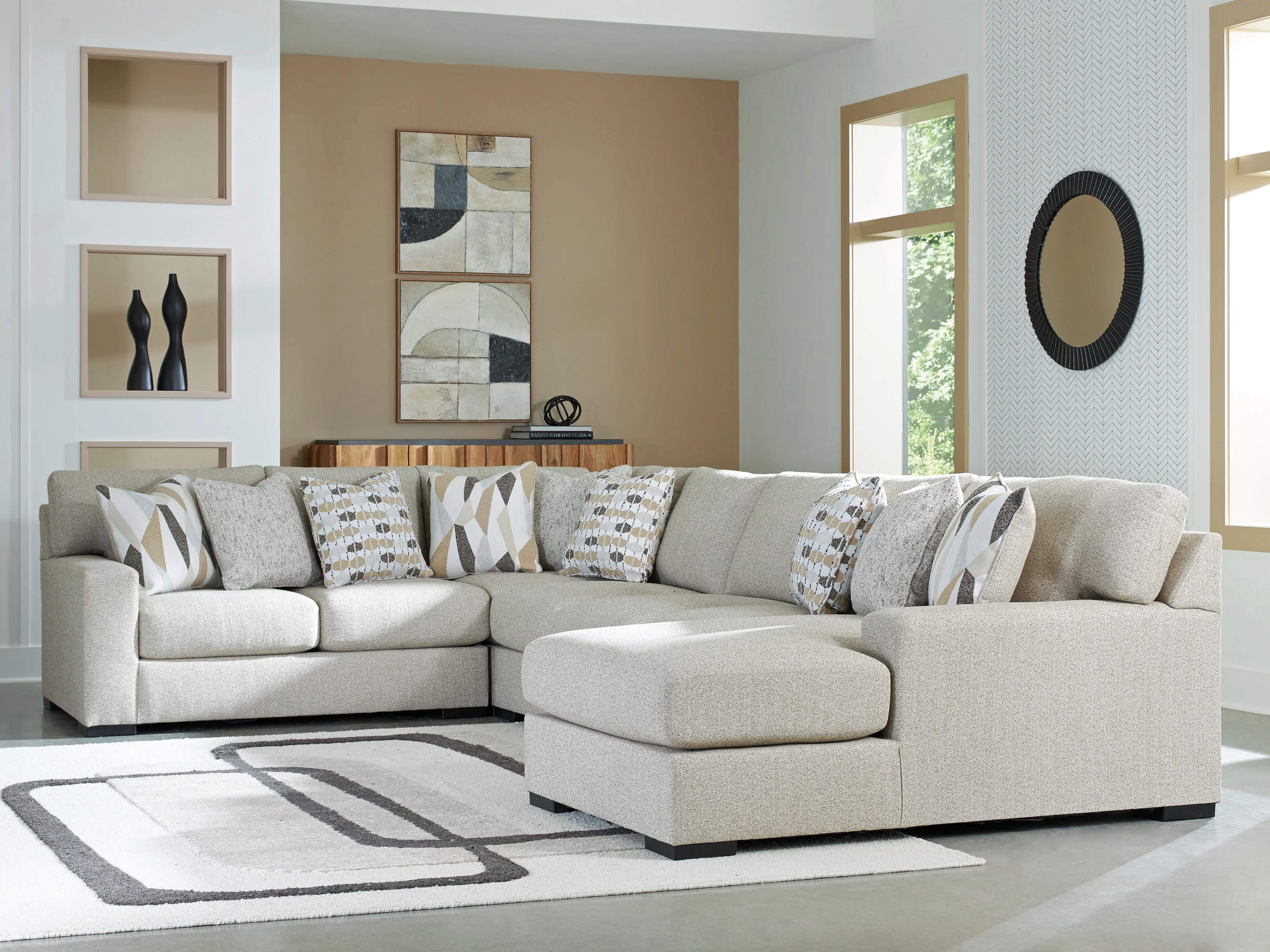 Laurelgrove Pebble 5-Piece Sectional with RAF Chaise - Image 2