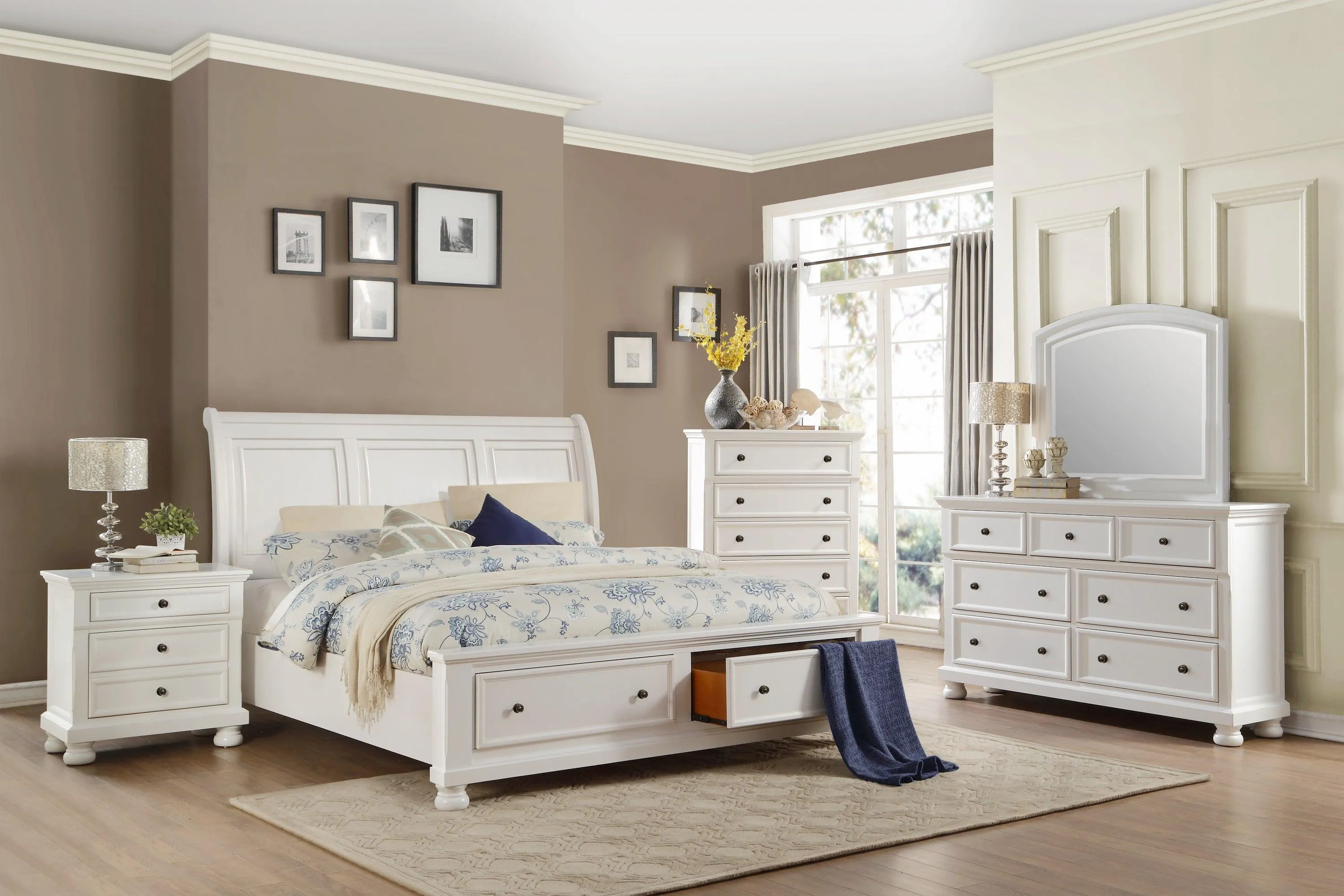 Laurelin White King Sleigh Storage Platform Bed - Image 5