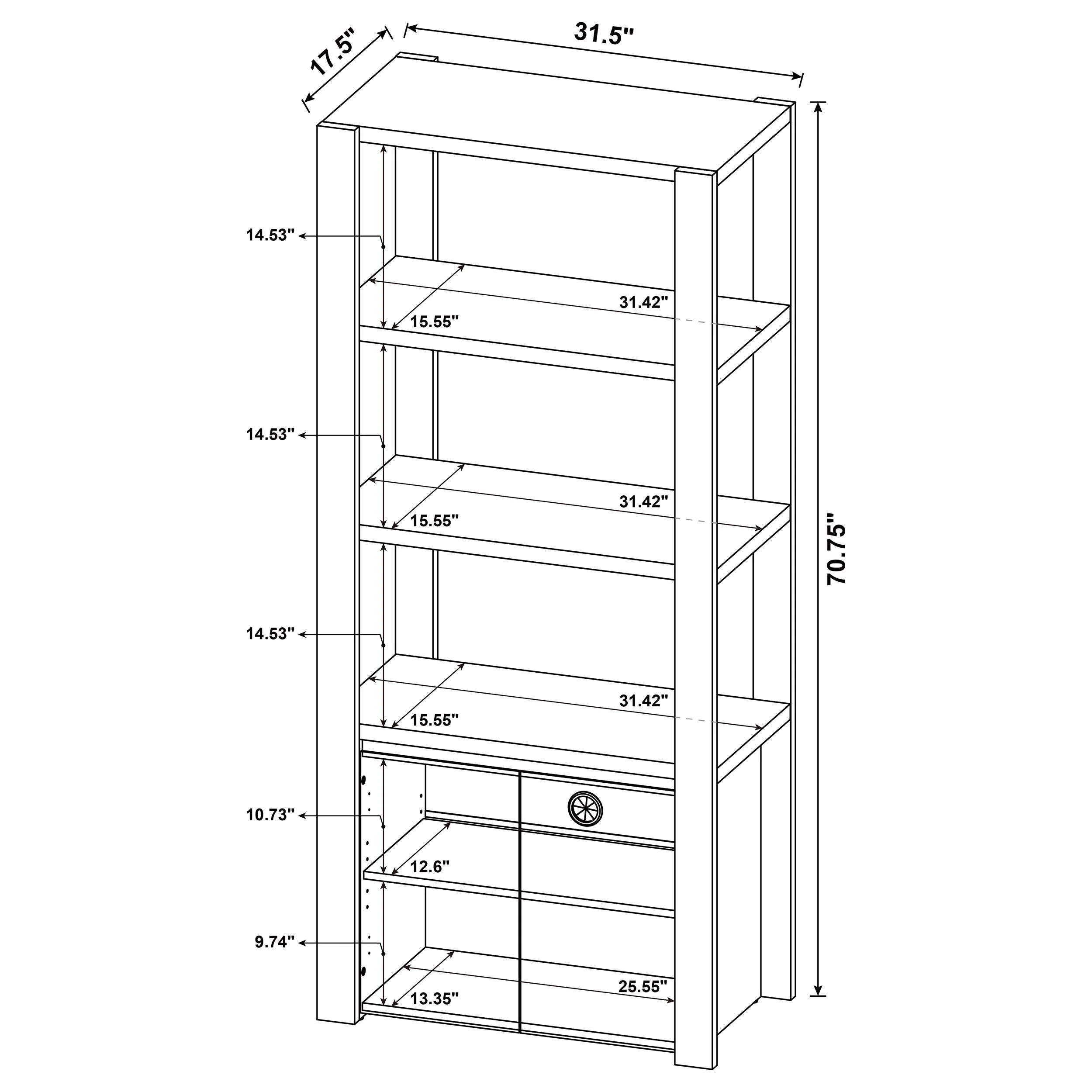 Laurelton Light Oak 3-Shelf Media Tower Tall Pier Cabinet - Image 11