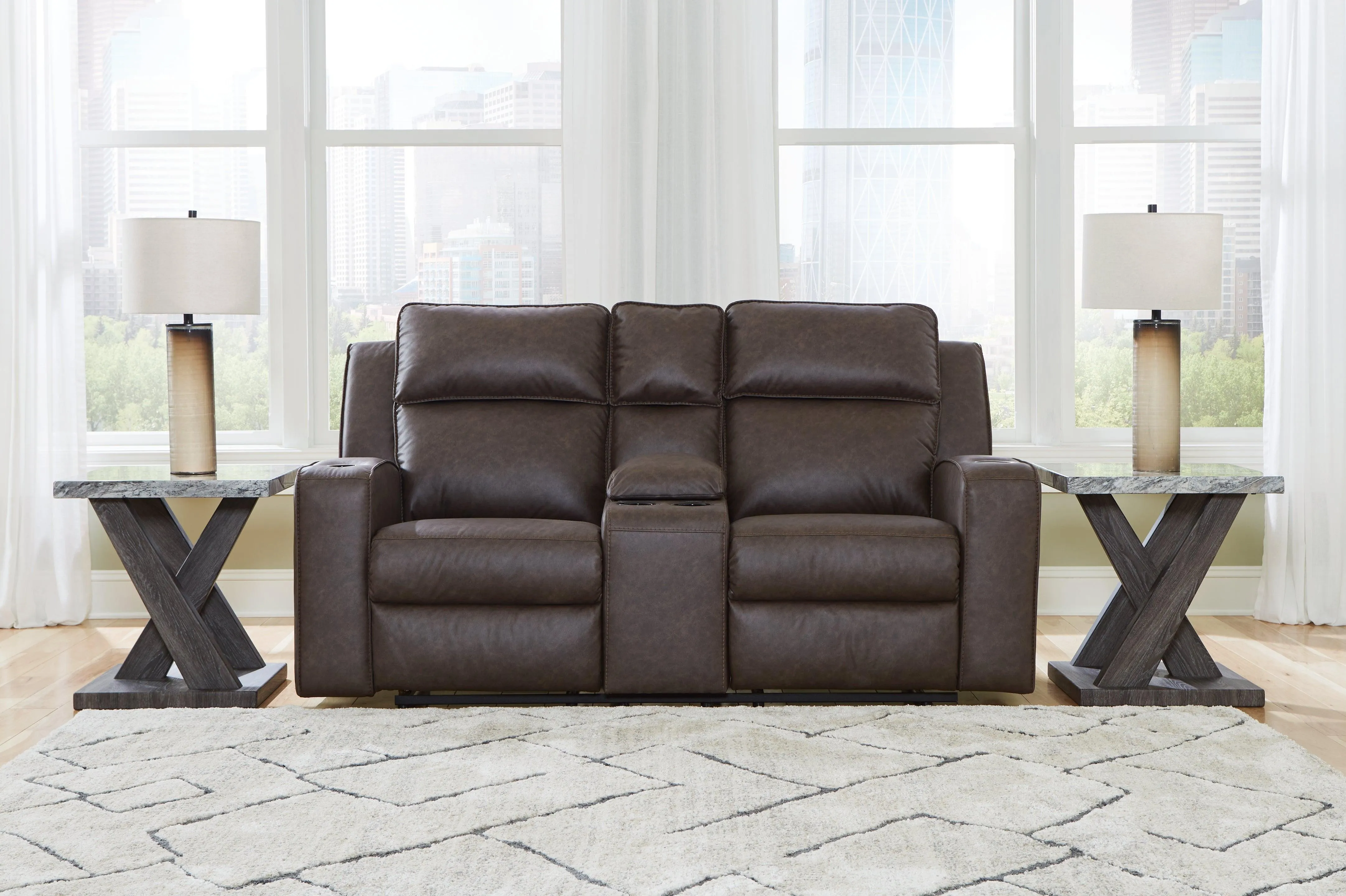 Lavenhorne Granite Manual Reclining Loveseat with Console