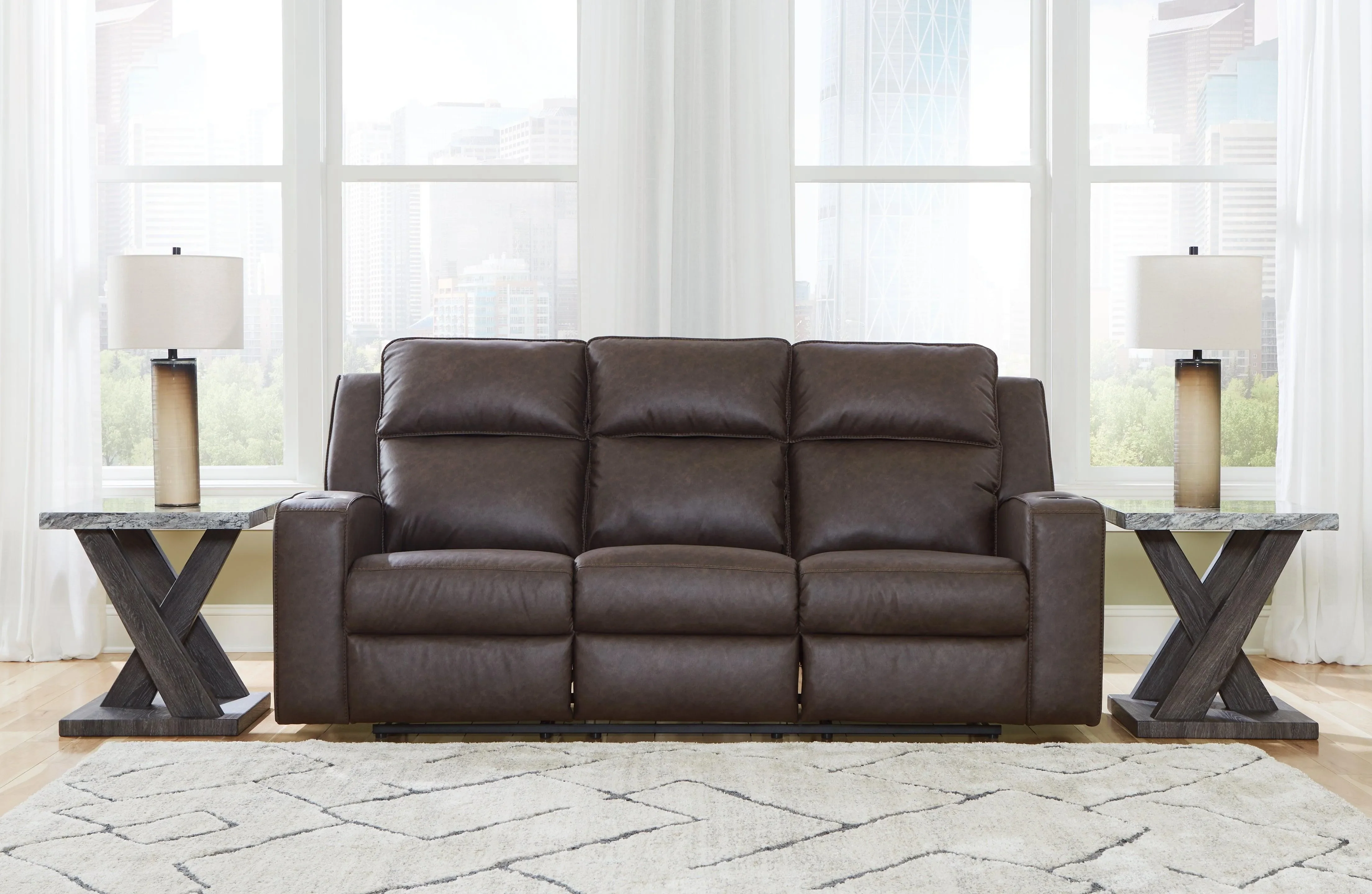 Lavenhorne Granite Manual Reclining Sofa with Drop Down Table - Image 10