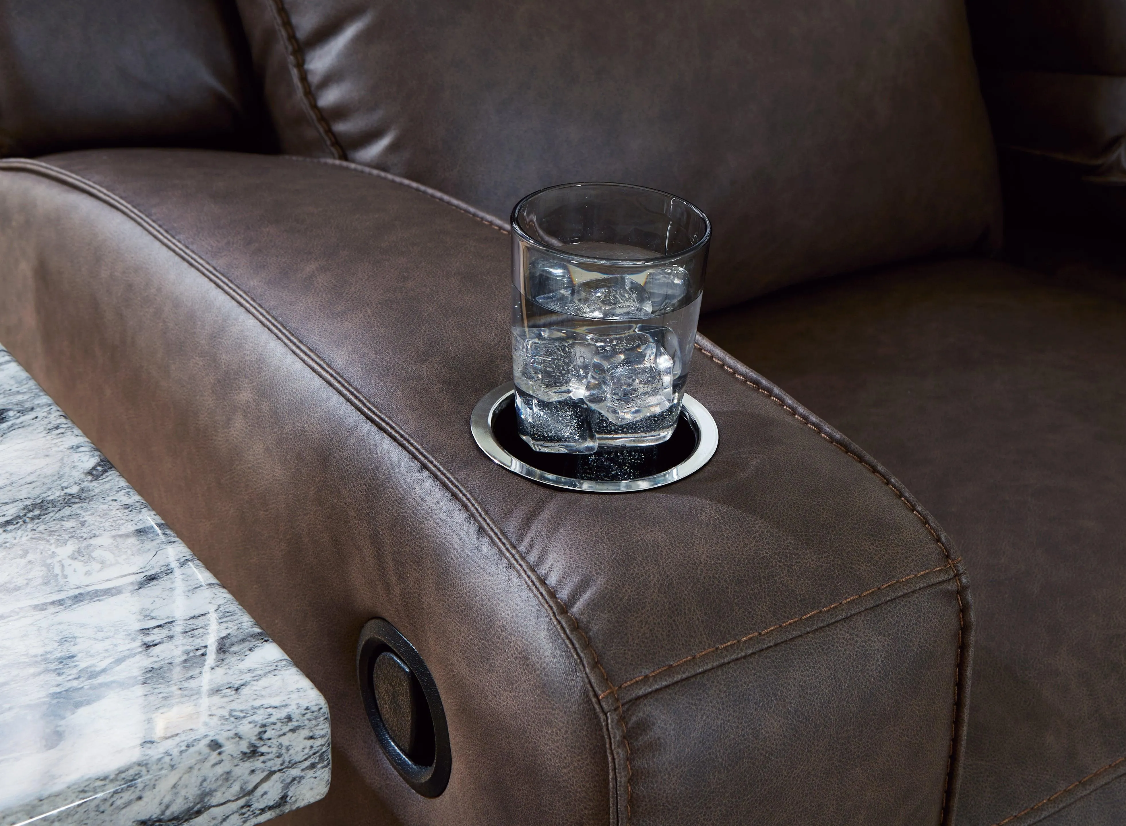 Lavenhorne Granite Manual Reclining Sofa with Drop Down Table - Image 7