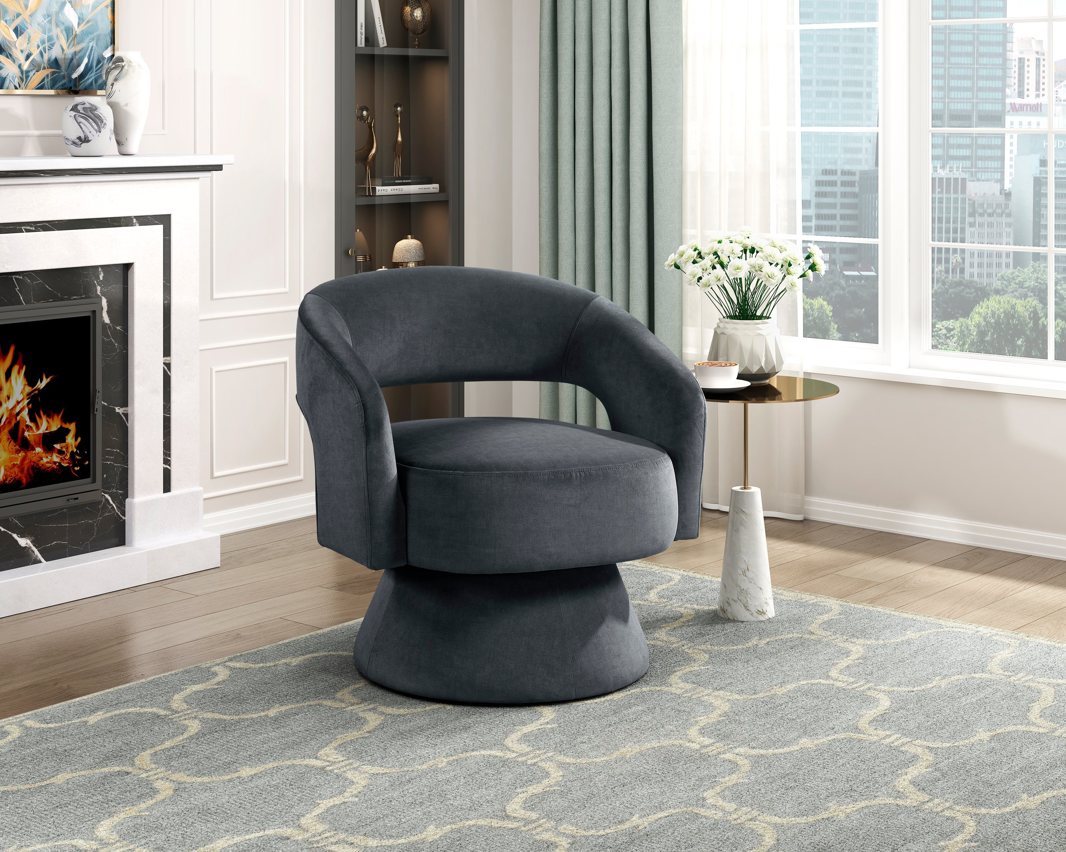 Lavon Dark Gray Swivel Chair - Image 8