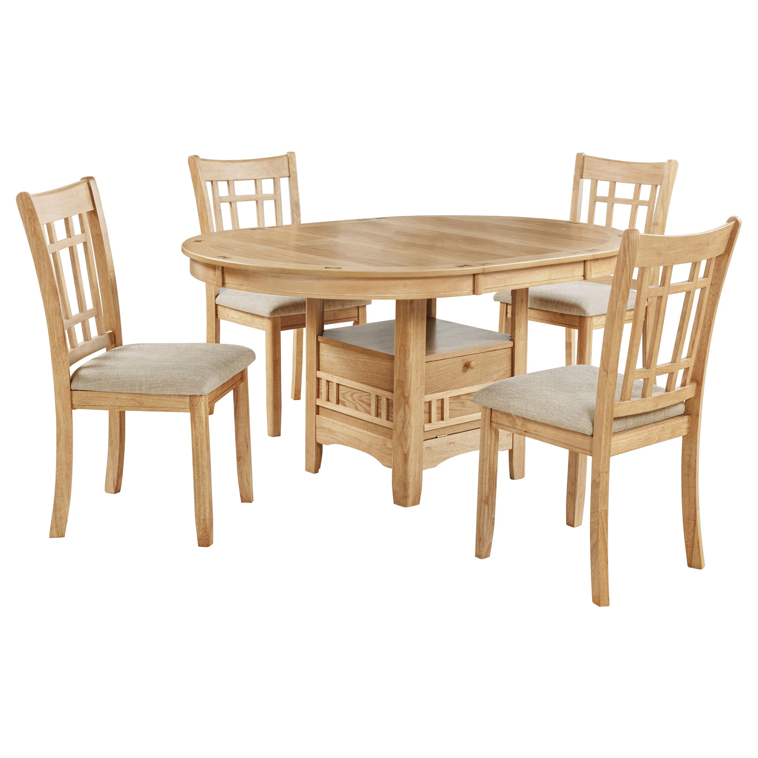 Lavon Light Oak 5-piece Oval Extension Leaf Dining Set - Image 2