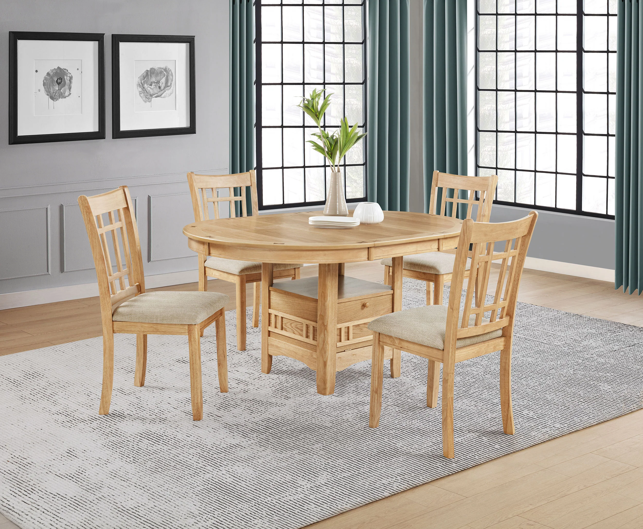 Lavon Light Oak Oval 60-inch Wood Extension Leaf Dining Table - Image 14