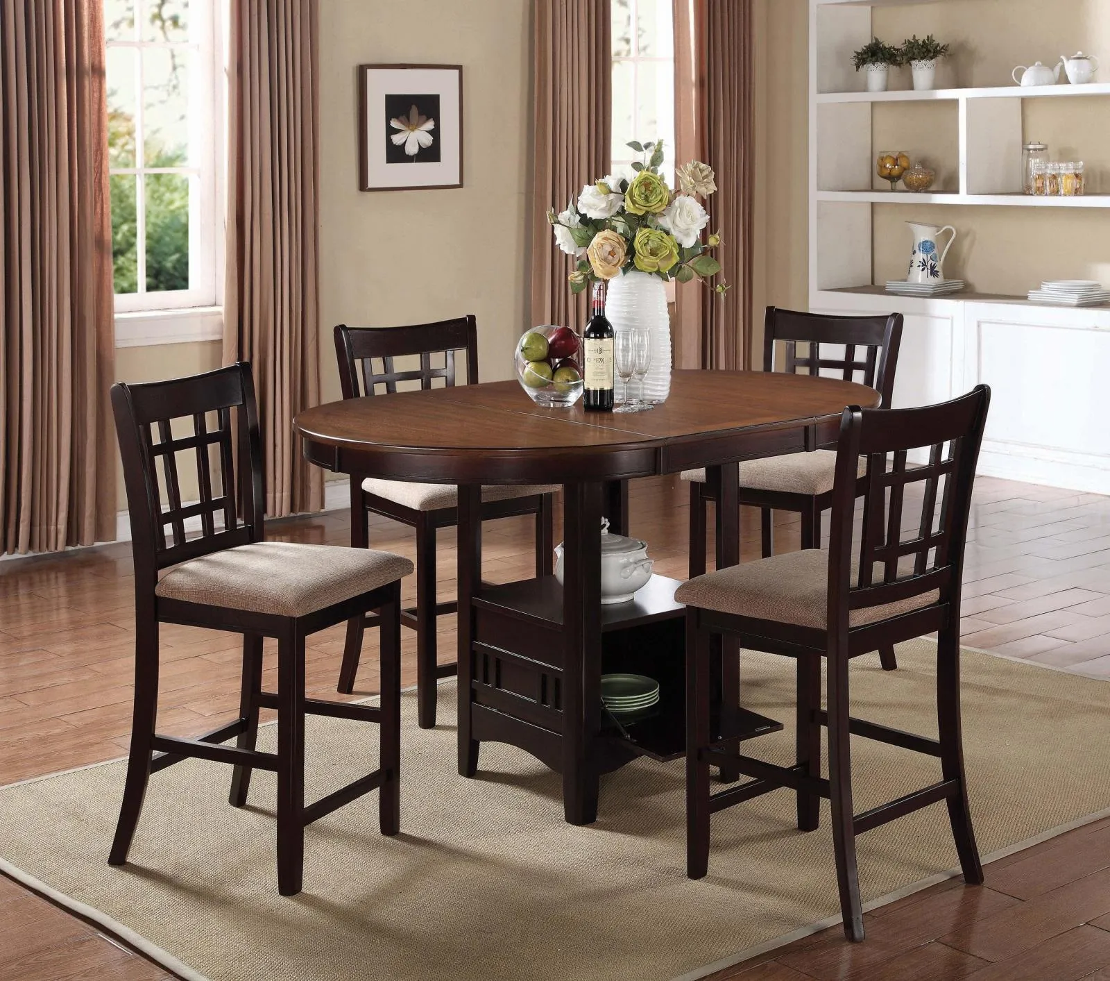 Lavon Tan/Espresso Lattice Back Counter Stools, Set of 2 - Image 7
