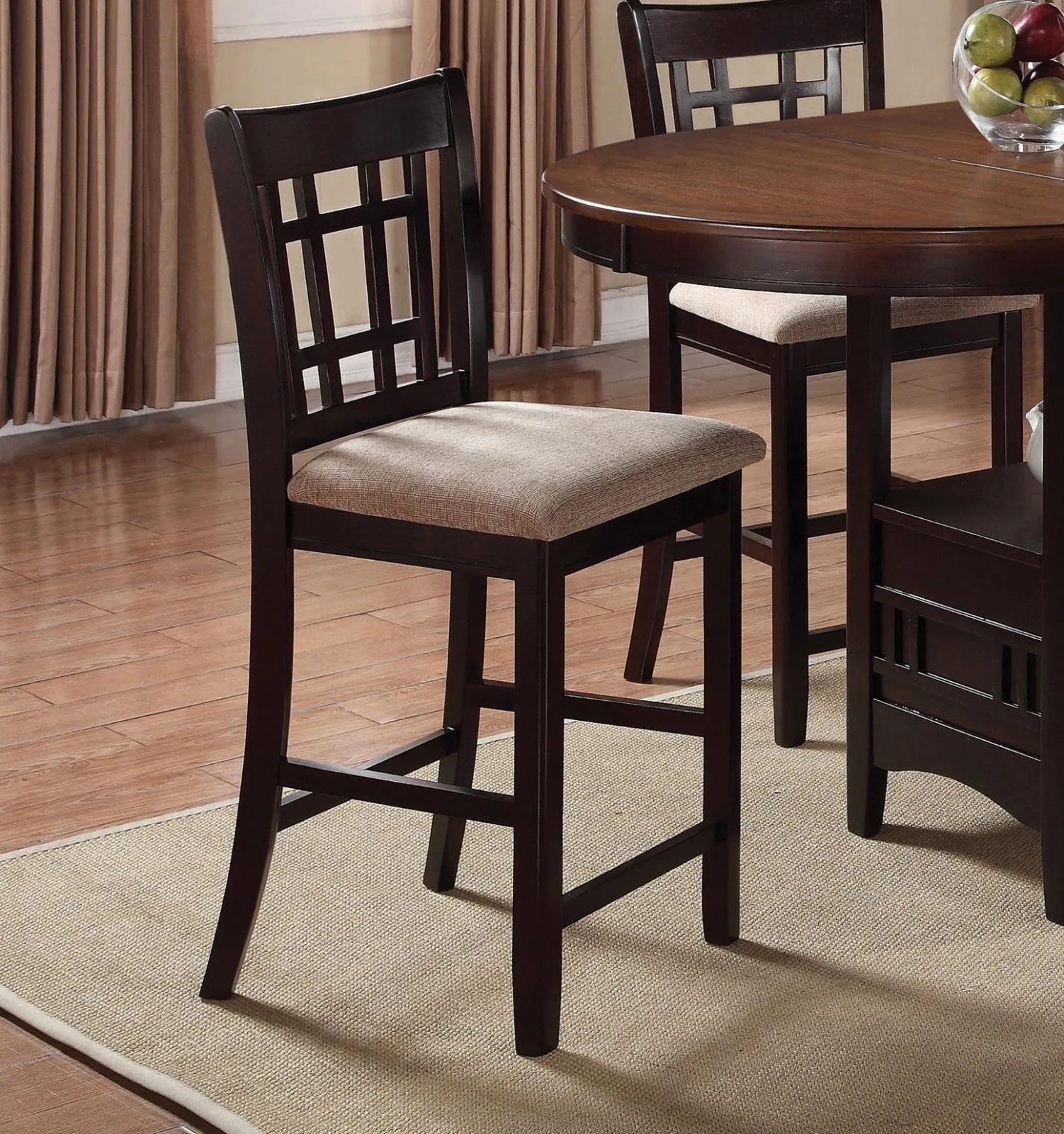 Lavon Tan/Espresso Lattice Back Counter Stools, Set of 2 - Image 8