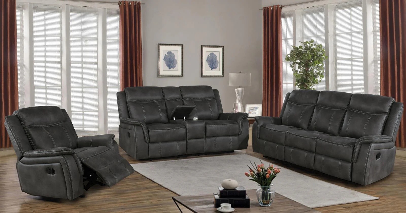 Lawrence Upholstered Tufted Back Motion Sofa - Image 3