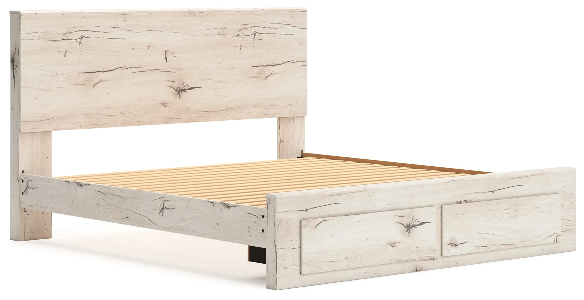 Lawroy Light Natural Storage Panel Bedroom Set with 2 Footboard Drawers - Image 9
