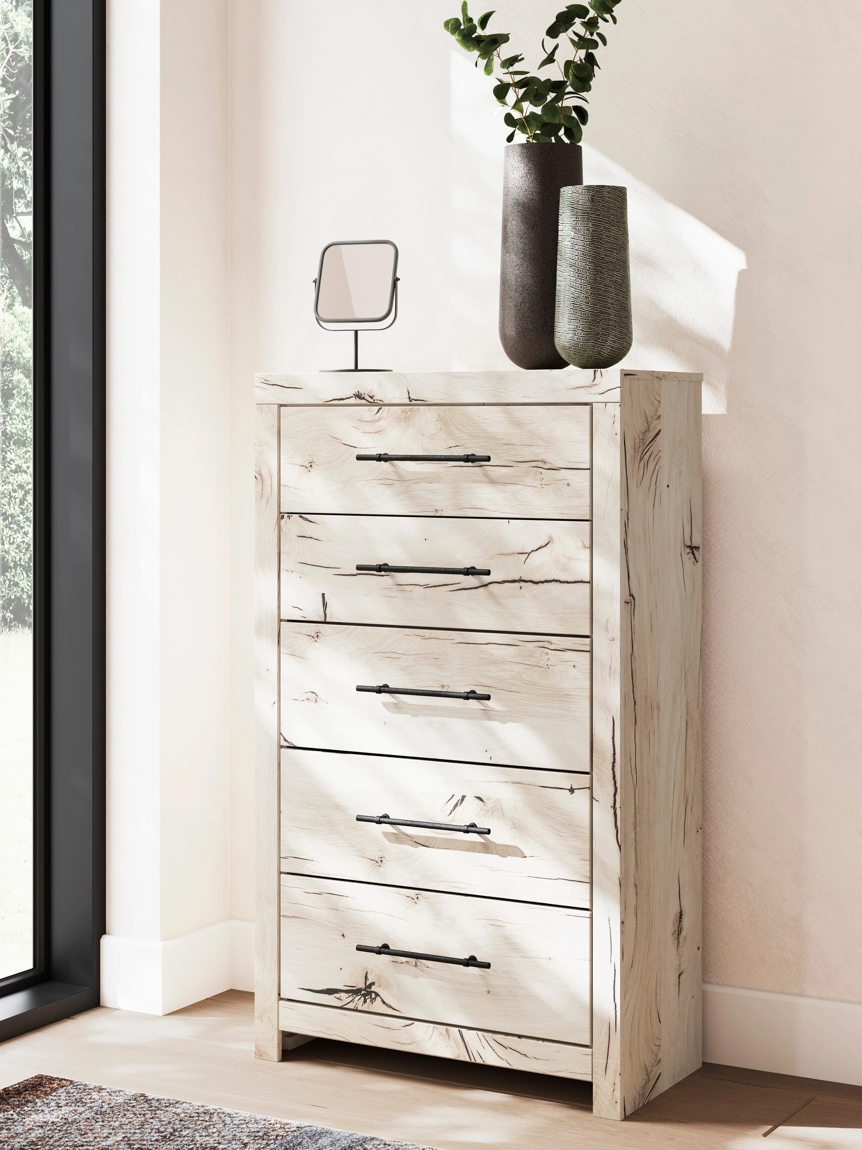 Lawroy Light Natural Storage Panel Bedroom Set with 2 One-Side Drawers - Image 14
