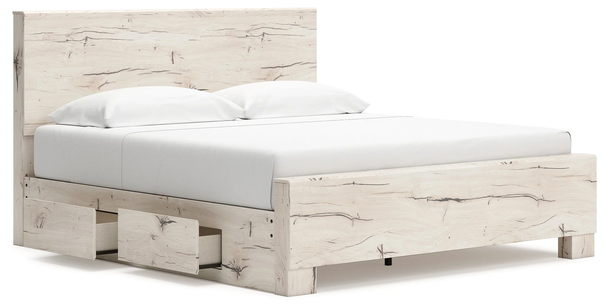 Lawroy Light Natural Storage Panel Bedroom Set with 2 One-Side Drawers - Image 3