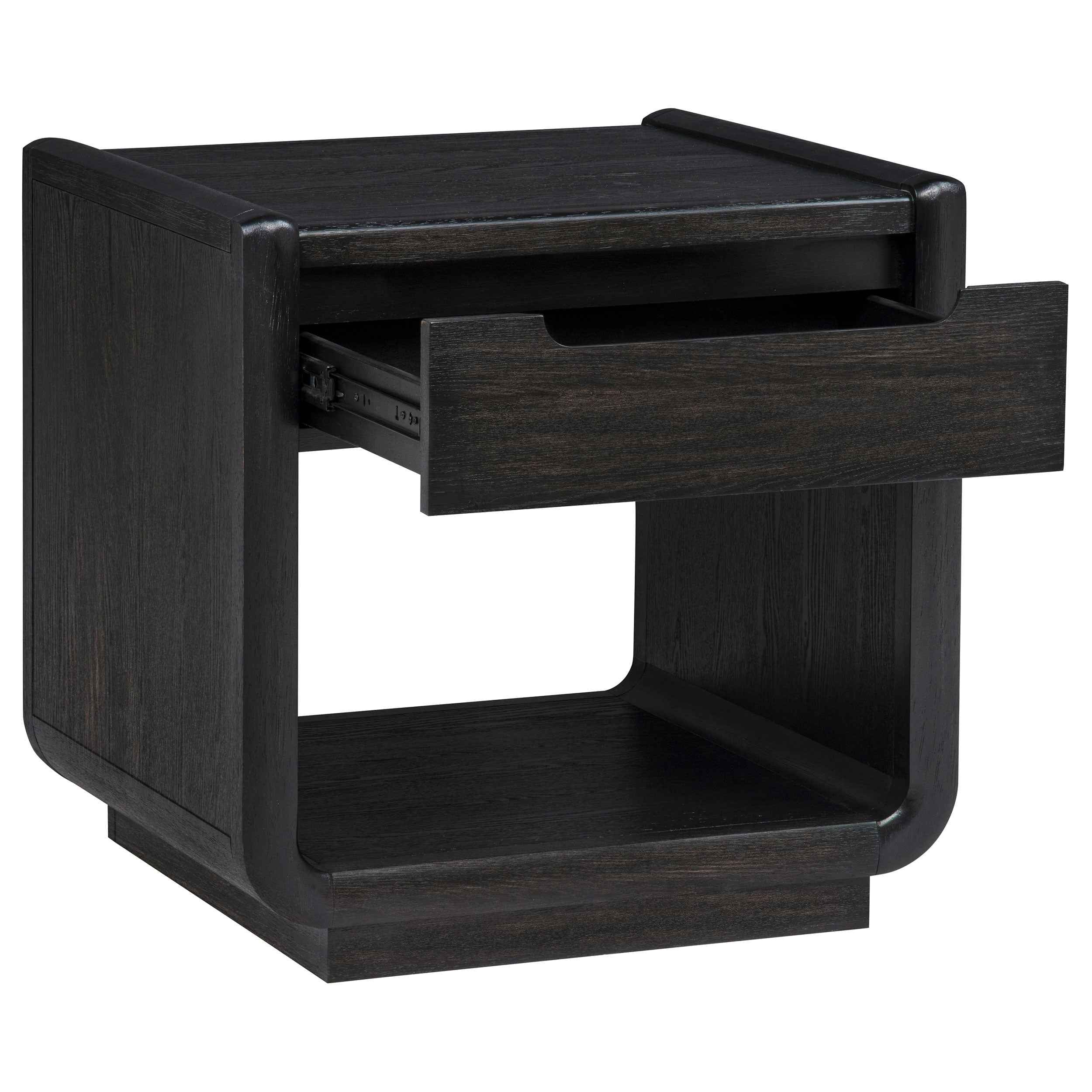 Leandro Burnished Black 1-drawer Wood Occasional Side End Table - Image 3