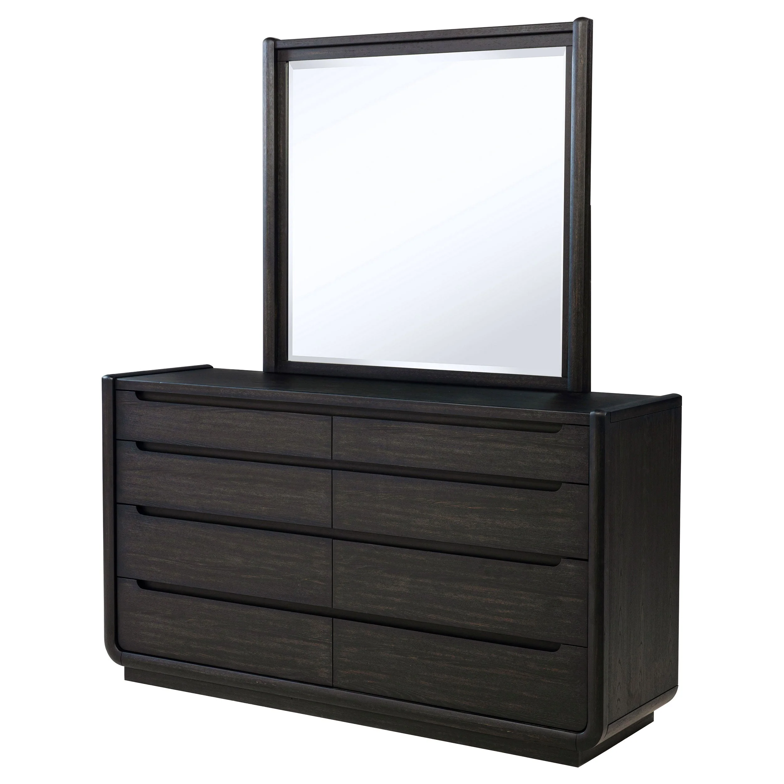 Leandro Burnished Black 8-drawer Bedroom Dresser with Mirror - Image 3
