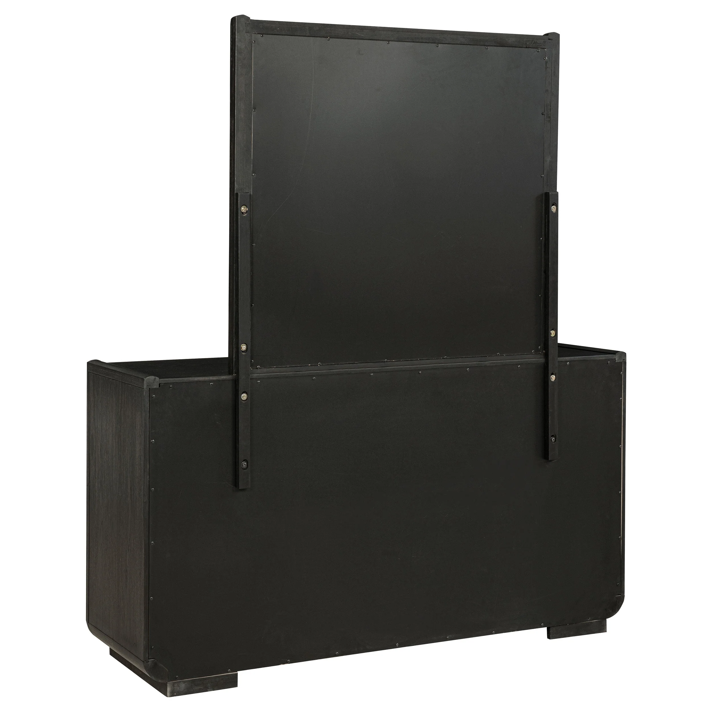 Leandro Burnished Black 8-drawer Bedroom Dresser with Mirror - Image 5