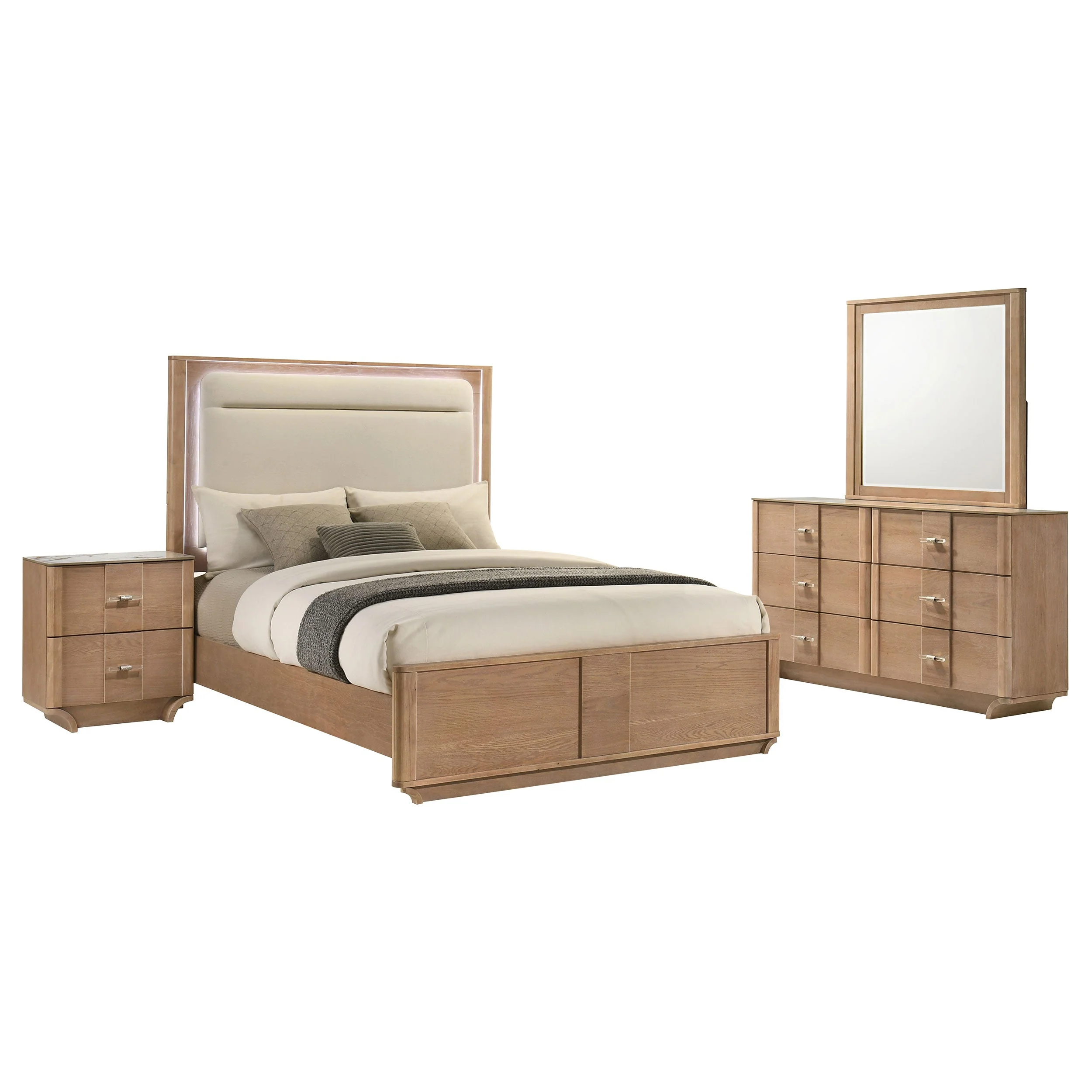 Leanne Light Oak 4-piece Eastern King Bedroom Set