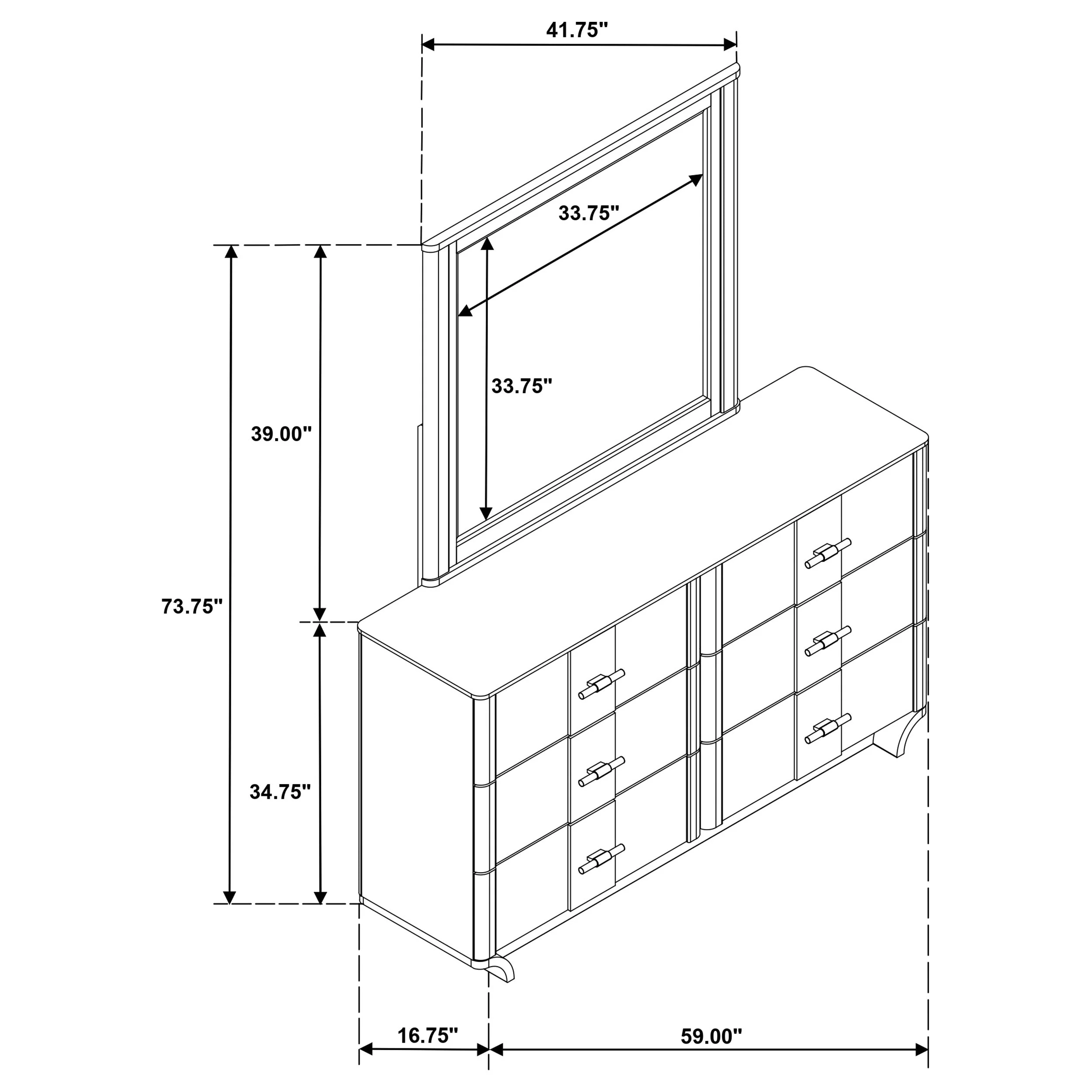 Leanne Light Oak 6-drawer Sinter Stone Top Dresser and Mirror - Image 14
