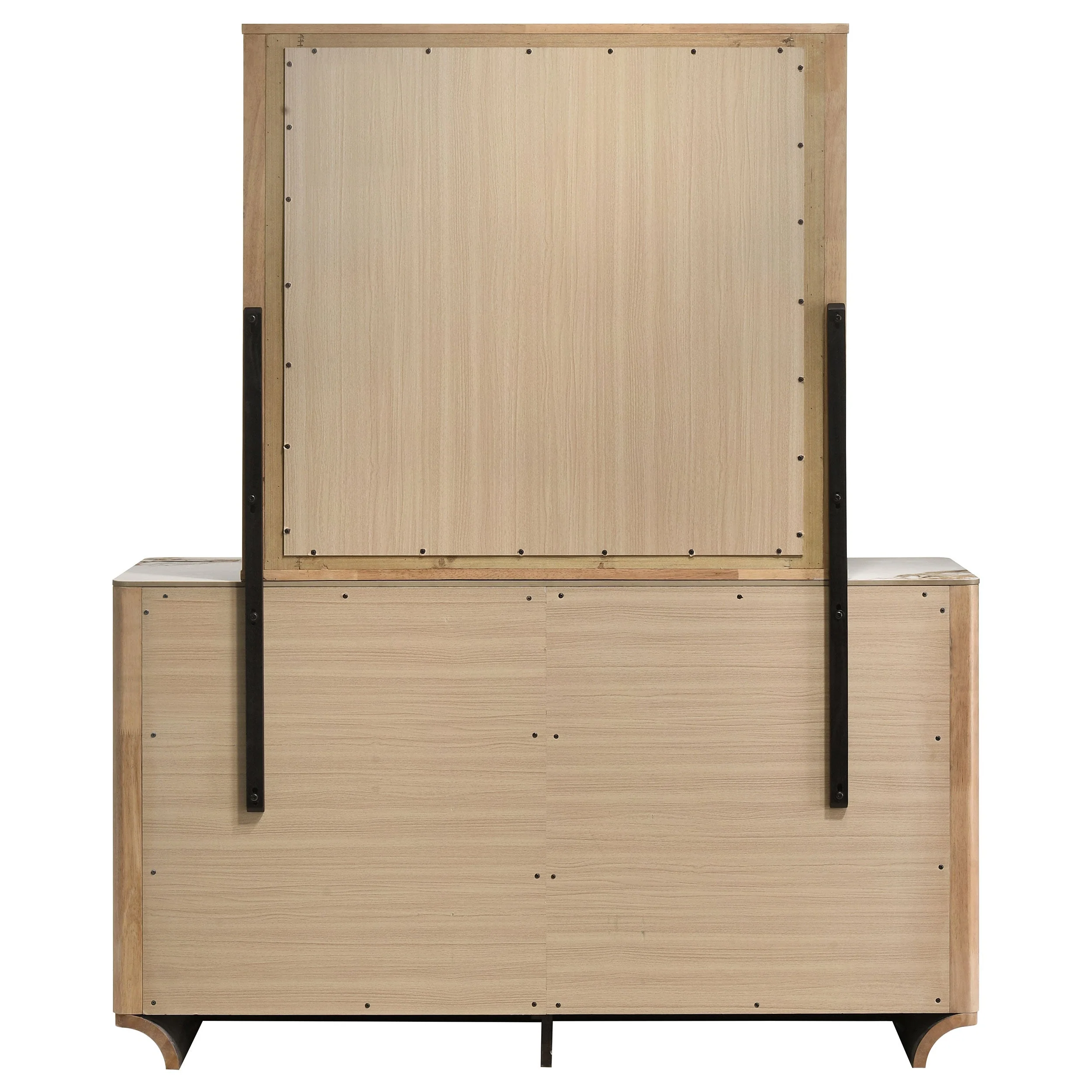 Leanne Light Oak 6-drawer Sinter Stone Top Dresser and Mirror - Image 6