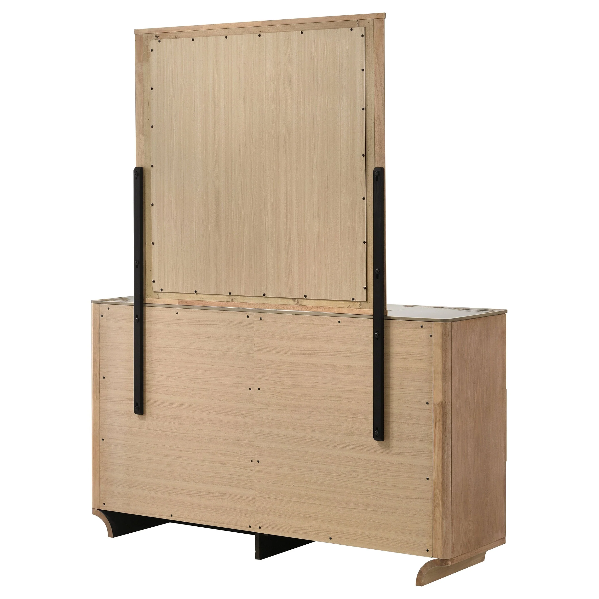 Leanne Light Oak 6-drawer Sinter Stone Top Dresser and Mirror - Image 7