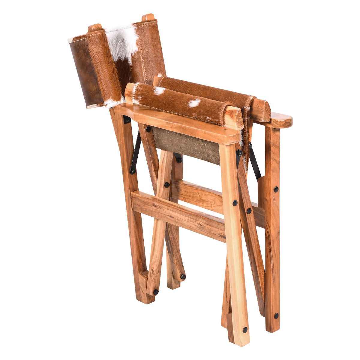 Leeds 23" Folding Dining Chair in Brown Hair on Hide - Image 3